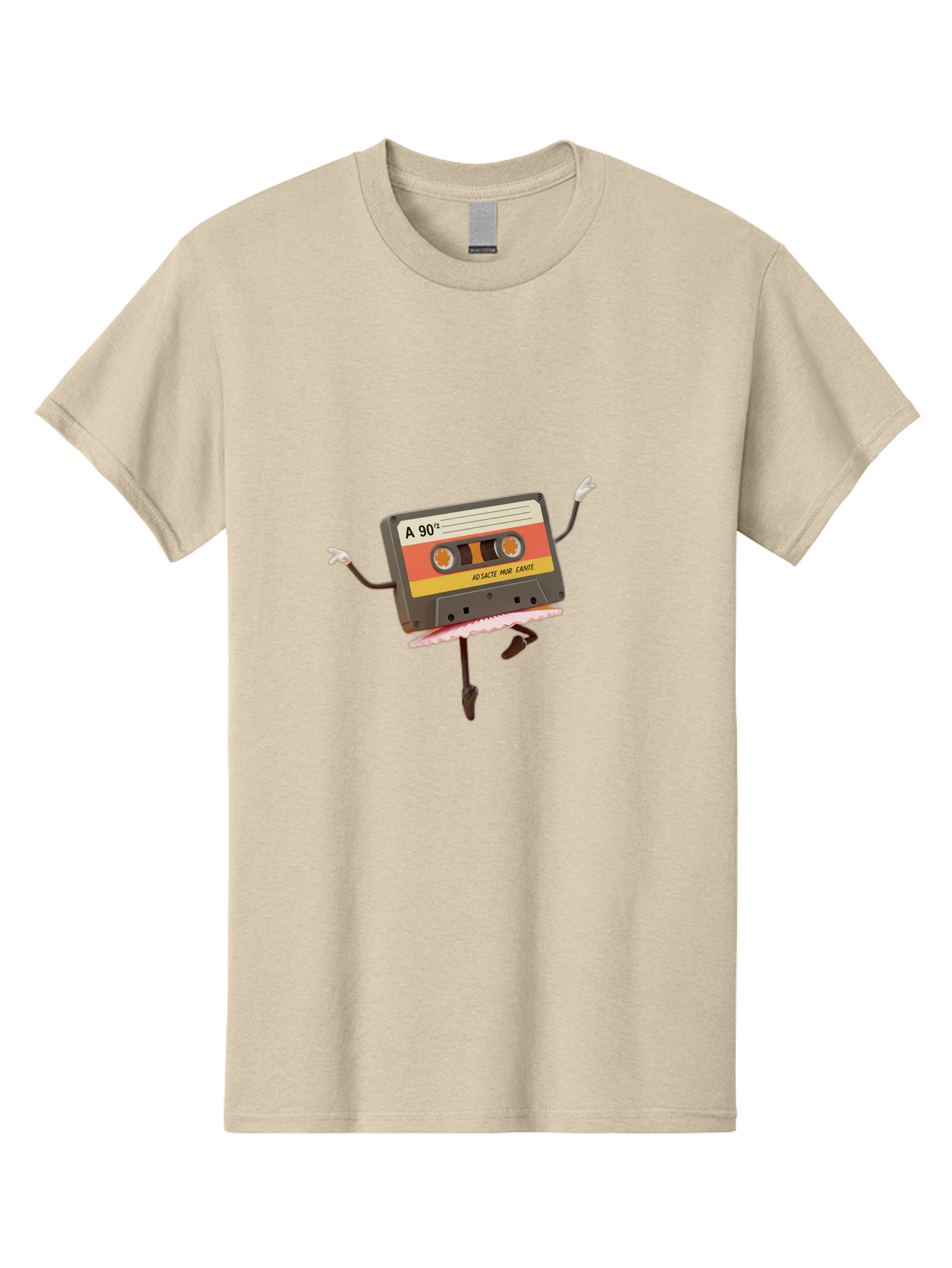 A-90Deg Men'S Graphic Tee, 100% Cotton, Comfortable Casual Summer Wear, Machine Washable, Retro Cassette Tape, Mixtape Artwork, Cassette With Arms And Legs, 90S Music Nostalgia, Mixtape Culture, Vintage Audio, Music Memorabilia, Baa123