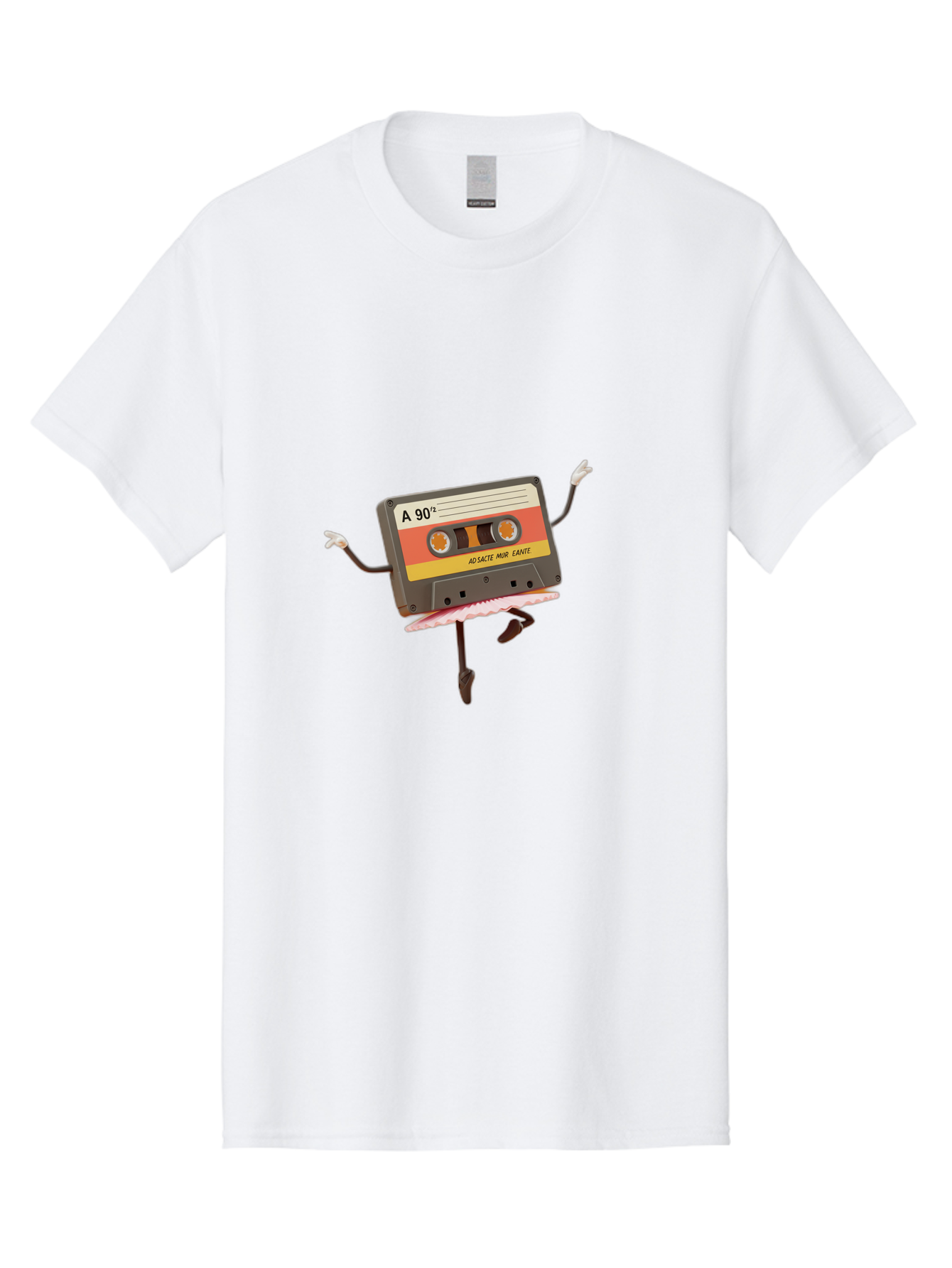 A-90Deg Men'S Graphic Tee, 100% Cotton, Comfortable Casual Summer Wear, Machine Washable, Retro Cassette Tape, Mixtape Artwork, Cassette With Arms And Legs, 90S Music Nostalgia, Mixtape Culture, Vintage Audio, Music Memorabilia, Baa123