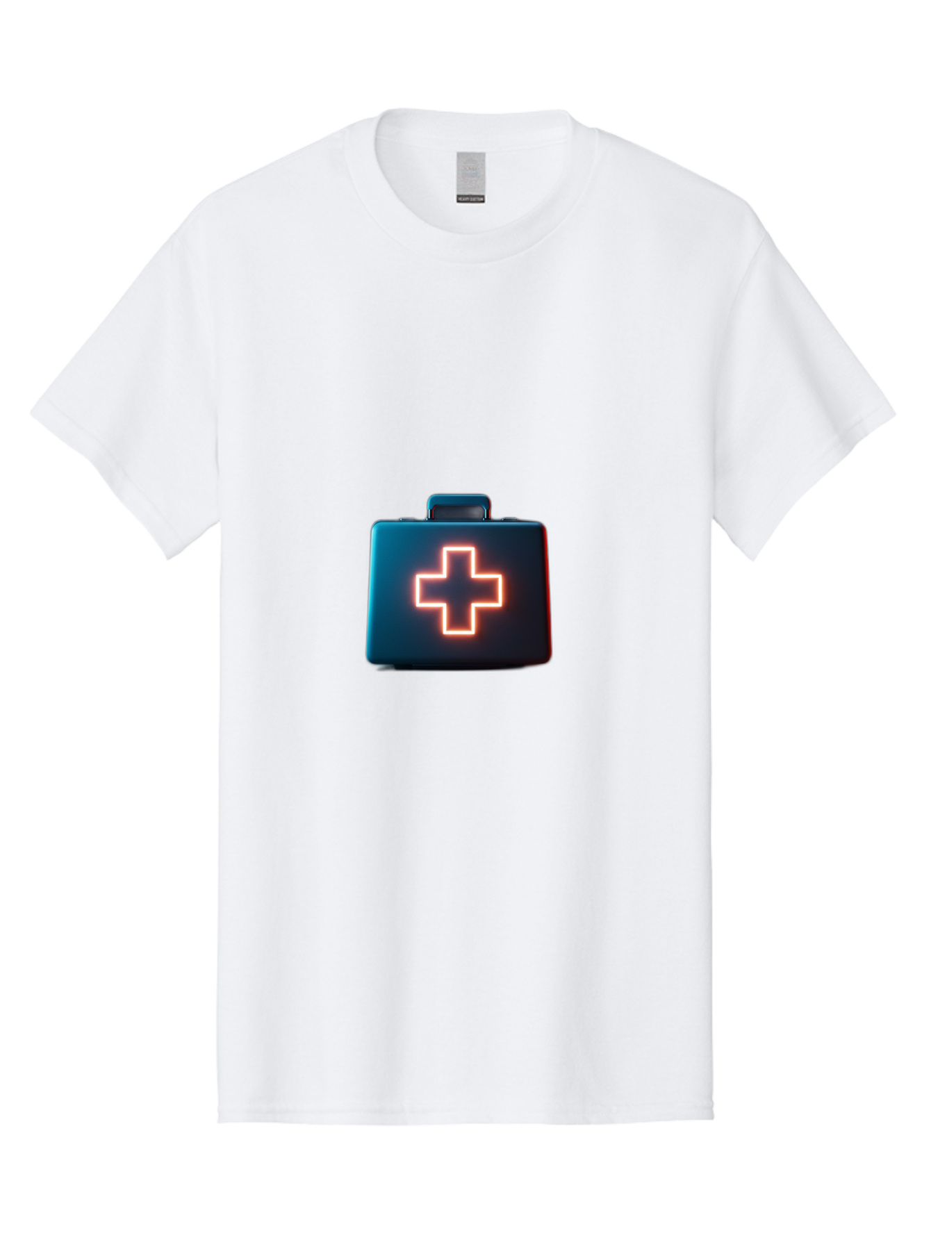 Aid-Kit Men'S Graphic Tee, 100% Cotton, Comfortable Casual Summer Wear, Machine Washable, Medical Kit, First Aid Box, Health Care, Emergency Response, Medical Cross, Neon Sign, 3D Rendering Baa126