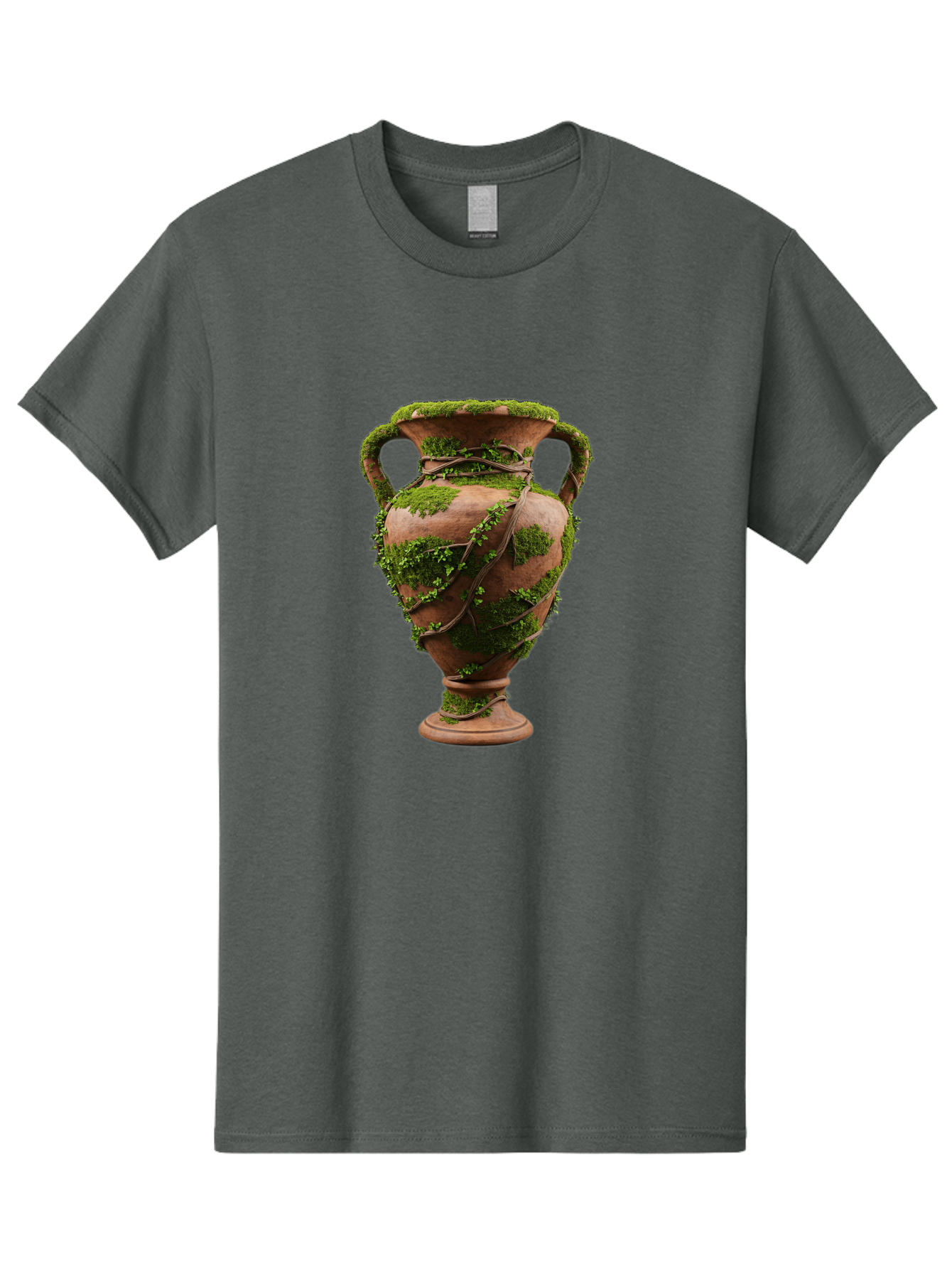 Amphora Men'S Graphic Tee, 100% Cotton, Comfortable Casual Summer Wear, Machine Washable, Moss And Vines, Terracotta Vase, Greenery, Rustic Charm, Natural Decor, Earthy Tones, Botanical Elements, Vintage Pottery, Eclectic Style Baa128