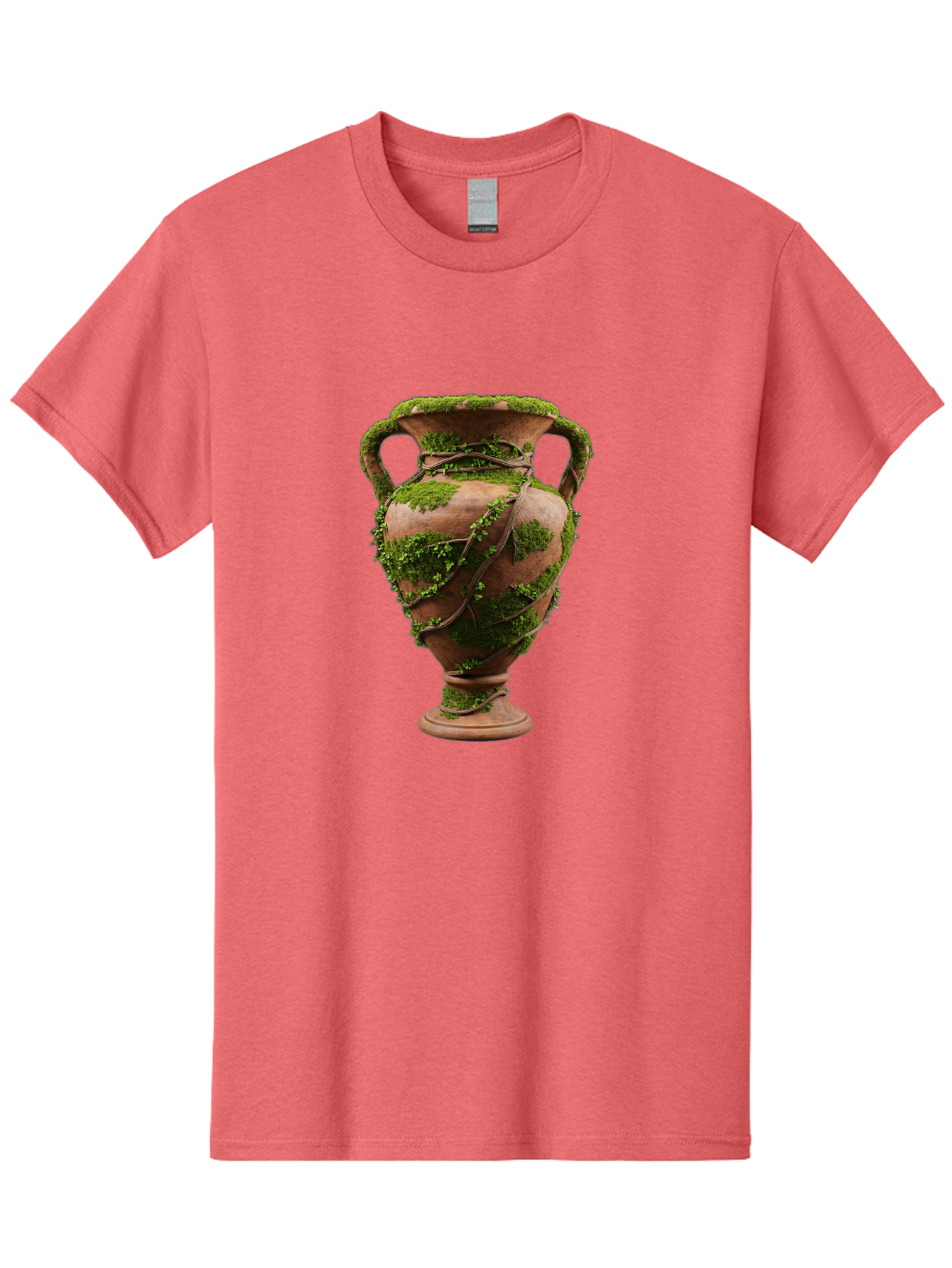 Amphora Men'S Graphic Tee, 100% Cotton, Comfortable Casual Summer Wear, Machine Washable, Moss And Vines, Terracotta Vase, Greenery, Rustic Charm, Natural Decor, Earthy Tones, Botanical Elements, Vintage Pottery, Eclectic Style Baa128