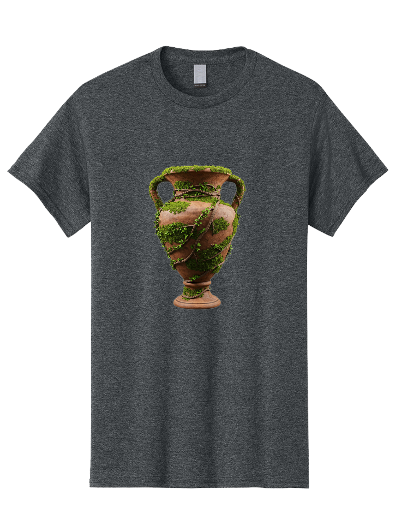 Amphora Men'S Graphic Tee, 100% Cotton, Comfortable Casual Summer Wear, Machine Washable, Moss And Vines, Terracotta Vase, Greenery, Rustic Charm, Natural Decor, Earthy Tones, Botanical Elements, Vintage Pottery, Eclectic Style Baa128