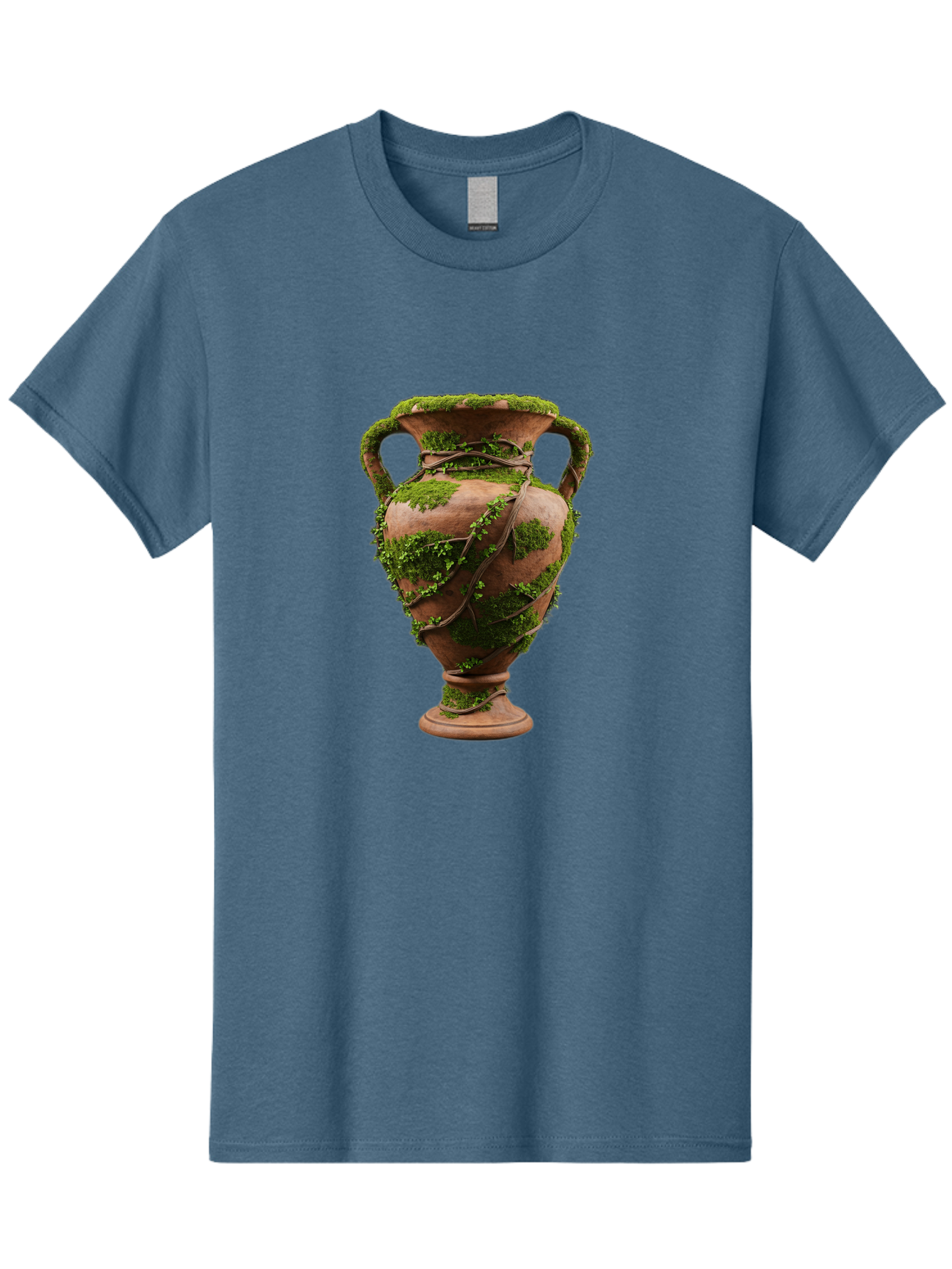 Amphora Men'S Graphic Tee, 100% Cotton, Comfortable Casual Summer Wear, Machine Washable, Moss And Vines, Terracotta Vase, Greenery, Rustic Charm, Natural Decor, Earthy Tones, Botanical Elements, Vintage Pottery, Eclectic Style Baa128