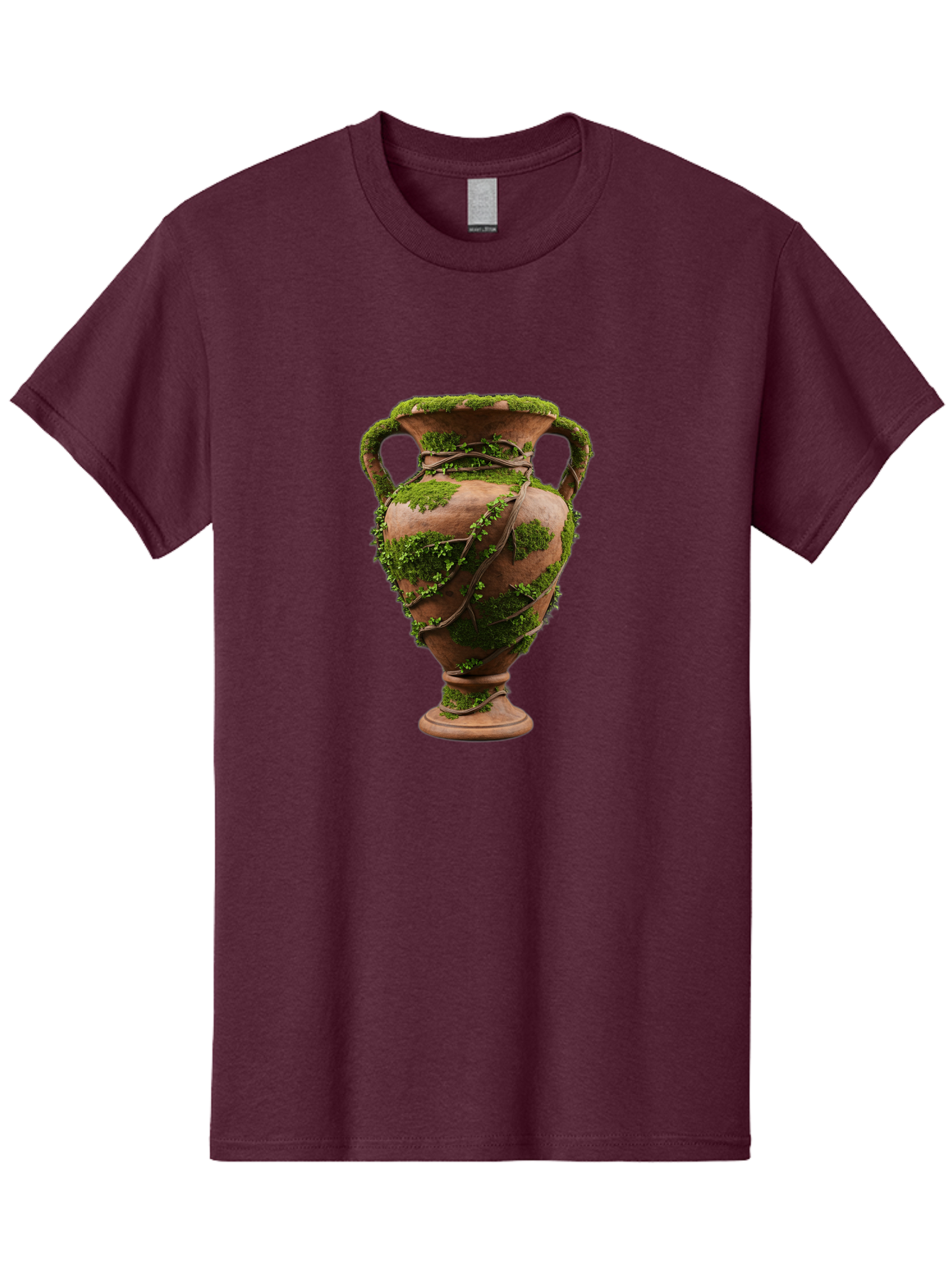 Amphora Men'S Graphic Tee, 100% Cotton, Comfortable Casual Summer Wear, Machine Washable, Moss And Vines, Terracotta Vase, Greenery, Rustic Charm, Natural Decor, Earthy Tones, Botanical Elements, Vintage Pottery, Eclectic Style Baa128