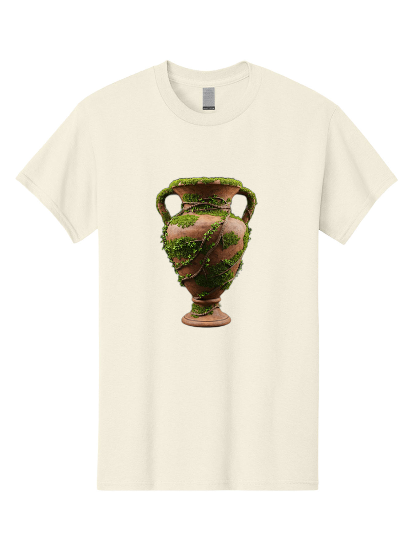 Amphora Men'S Graphic Tee, 100% Cotton, Comfortable Casual Summer Wear, Machine Washable, Moss And Vines, Terracotta Vase, Greenery, Rustic Charm, Natural Decor, Earthy Tones, Botanical Elements, Vintage Pottery, Eclectic Style Baa128