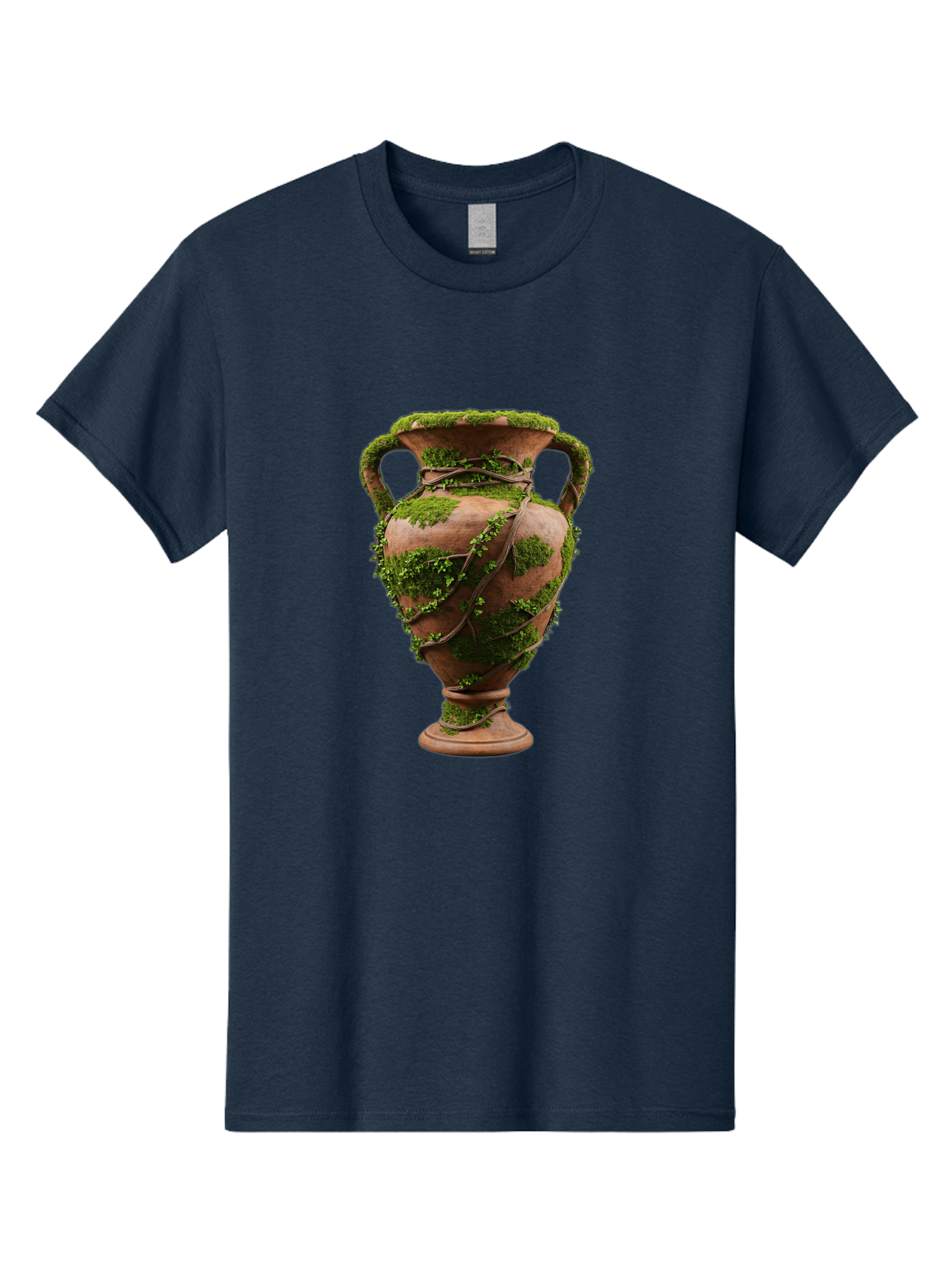 Amphora Men'S Graphic Tee, 100% Cotton, Comfortable Casual Summer Wear, Machine Washable, Moss And Vines, Terracotta Vase, Greenery, Rustic Charm, Natural Decor, Earthy Tones, Botanical Elements, Vintage Pottery, Eclectic Style Baa128