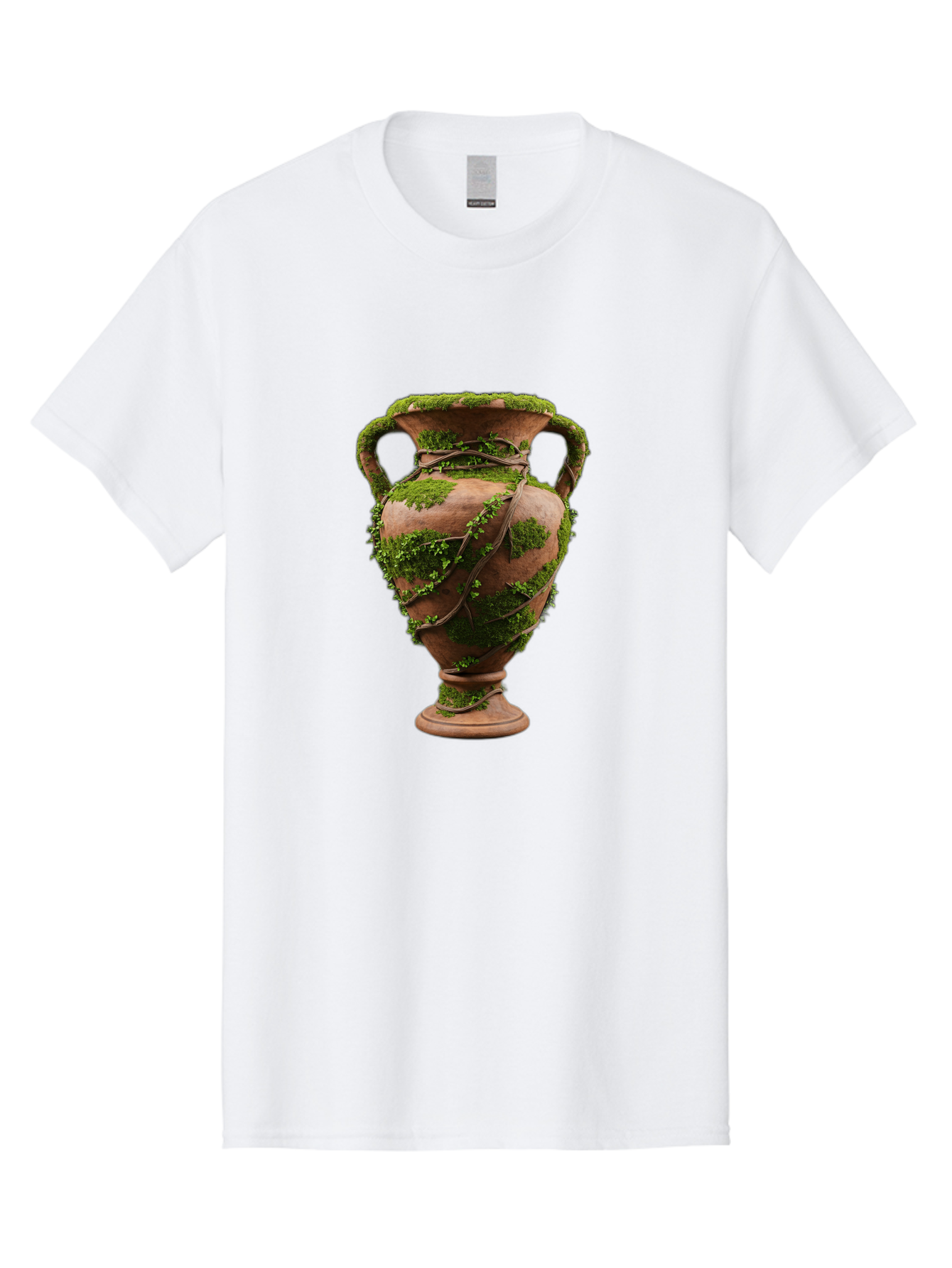 Amphora Men'S Graphic Tee, 100% Cotton, Comfortable Casual Summer Wear, Machine Washable, Moss And Vines, Terracotta Vase, Greenery, Rustic Charm, Natural Decor, Earthy Tones, Botanical Elements, Vintage Pottery, Eclectic Style Baa128
