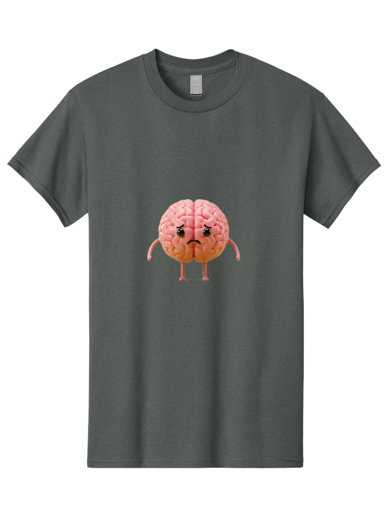 Angry-Brain-2 Men'S Graphic Tee, 100% Cotton, Comfortable Casual Summer Wear, Machine Washable, Cartoon Brain, Angry Face, Frustrated Expression, Anthropomorphic Character, Humorous Illustration, Brain With Attitude, Cognitive Humor, Baa131