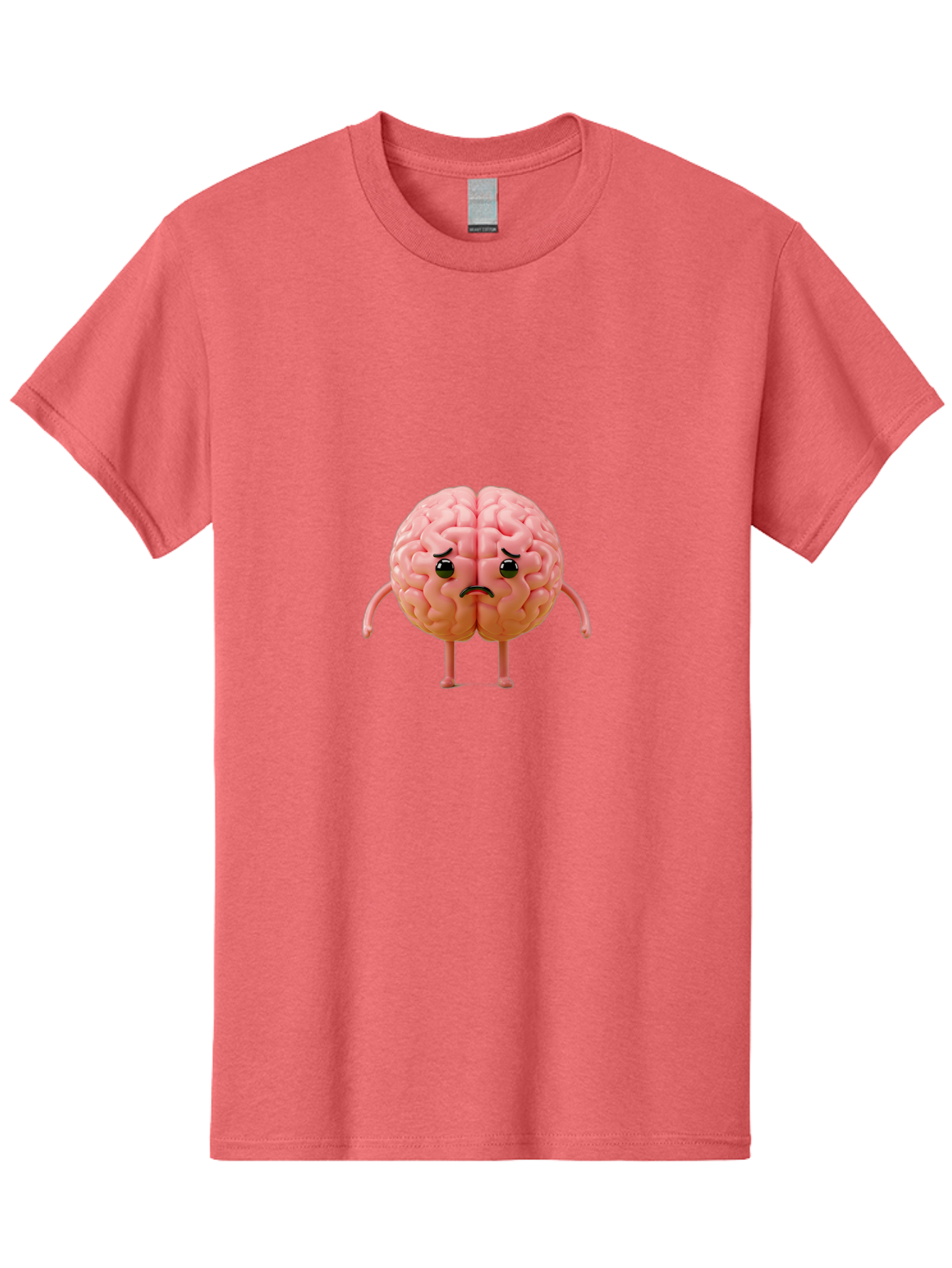 Angry-Brain-2 Men'S Graphic Tee, 100% Cotton, Comfortable Casual Summer Wear, Machine Washable, Cartoon Brain, Angry Face, Frustrated Expression, Anthropomorphic Character, Humorous Illustration, Brain With Attitude, Cognitive Humor, Baa131