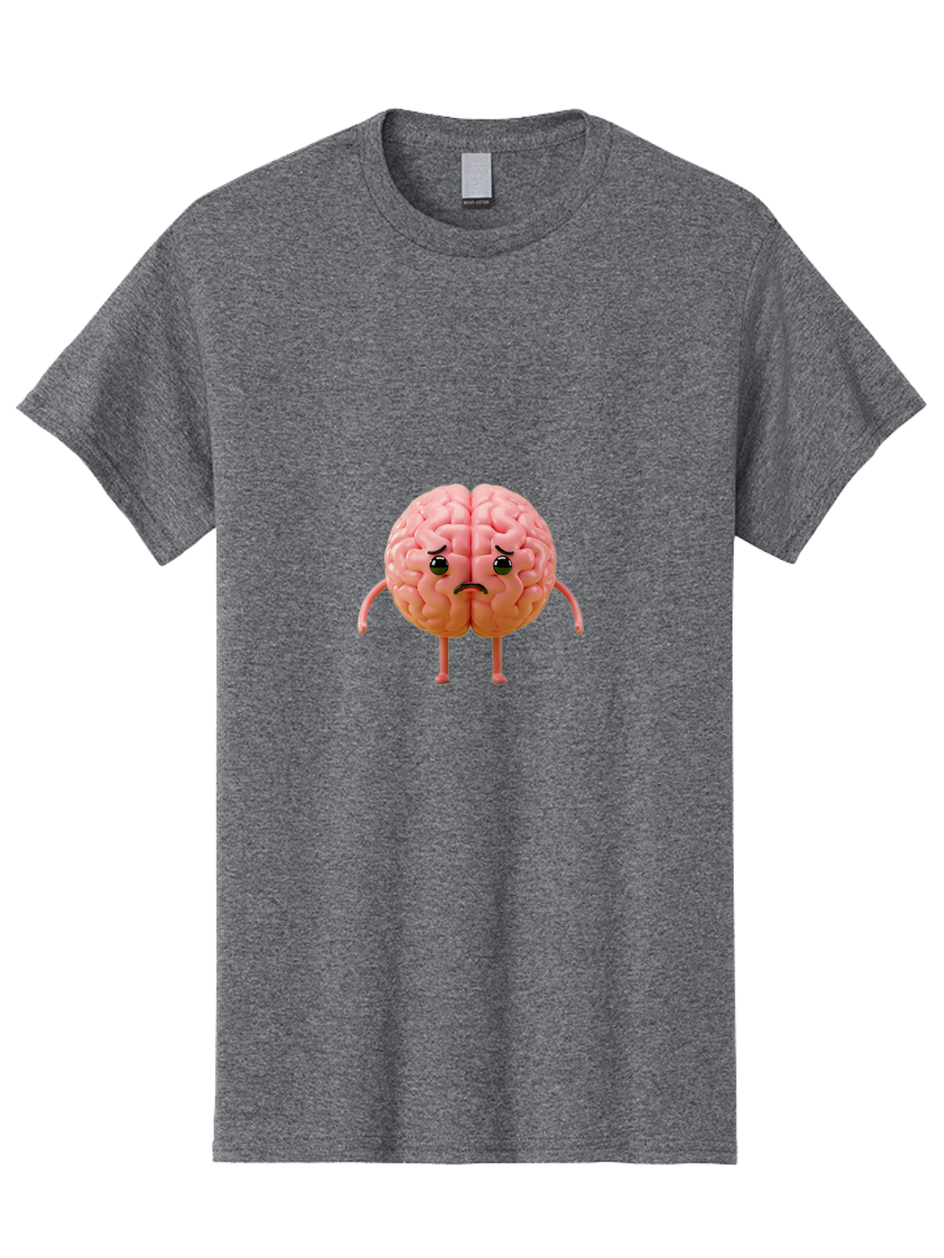 Angry-Brain-2 Men'S Graphic Tee, 100% Cotton, Comfortable Casual Summer Wear, Machine Washable, Cartoon Brain, Angry Face, Frustrated Expression, Anthropomorphic Character, Humorous Illustration, Brain With Attitude, Cognitive Humor, Baa131