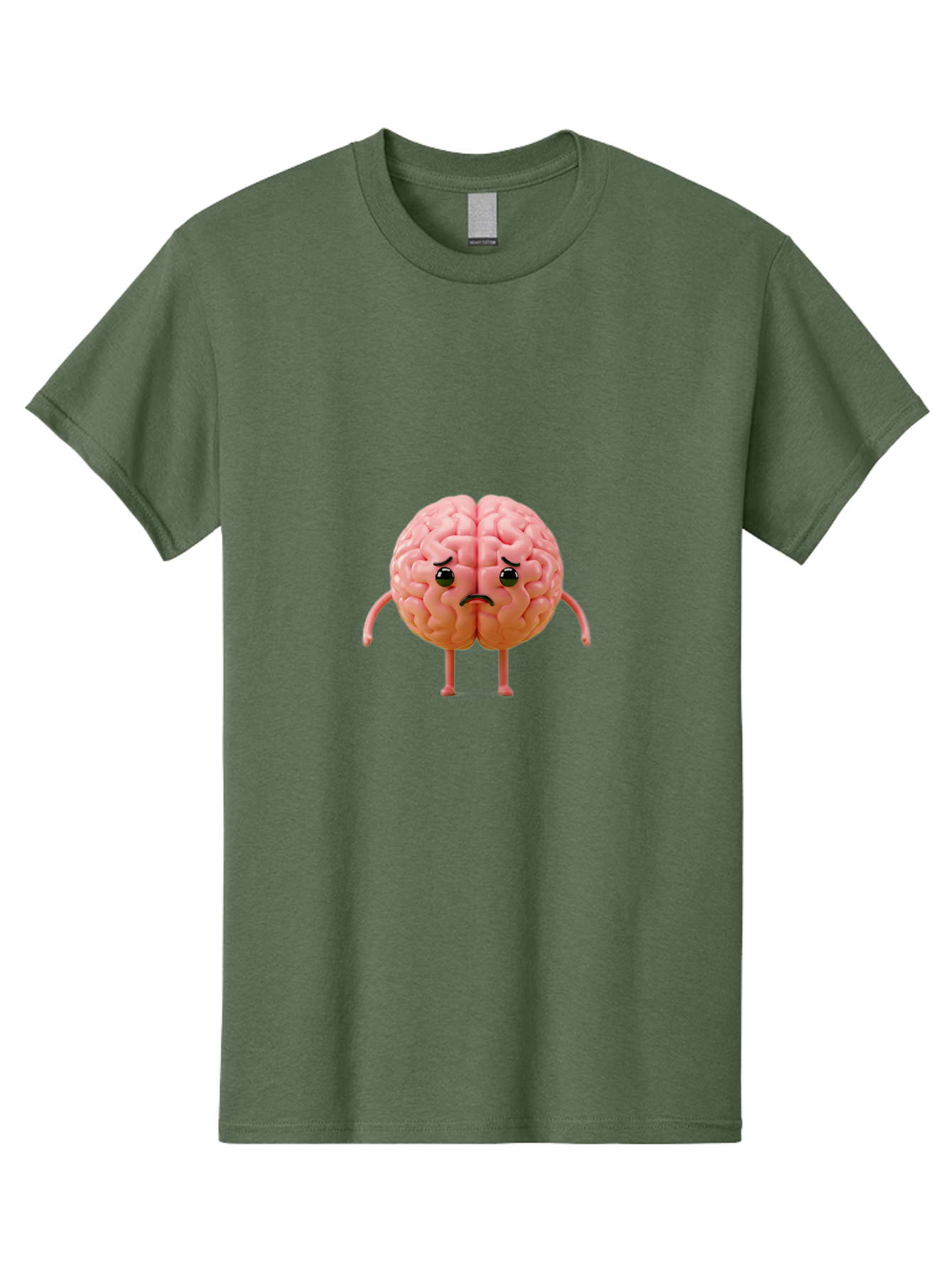 Angry-Brain-2 Men'S Graphic Tee, 100% Cotton, Comfortable Casual Summer Wear, Machine Washable, Cartoon Brain, Angry Face, Frustrated Expression, Anthropomorphic Character, Humorous Illustration, Brain With Attitude, Cognitive Humor, Baa131