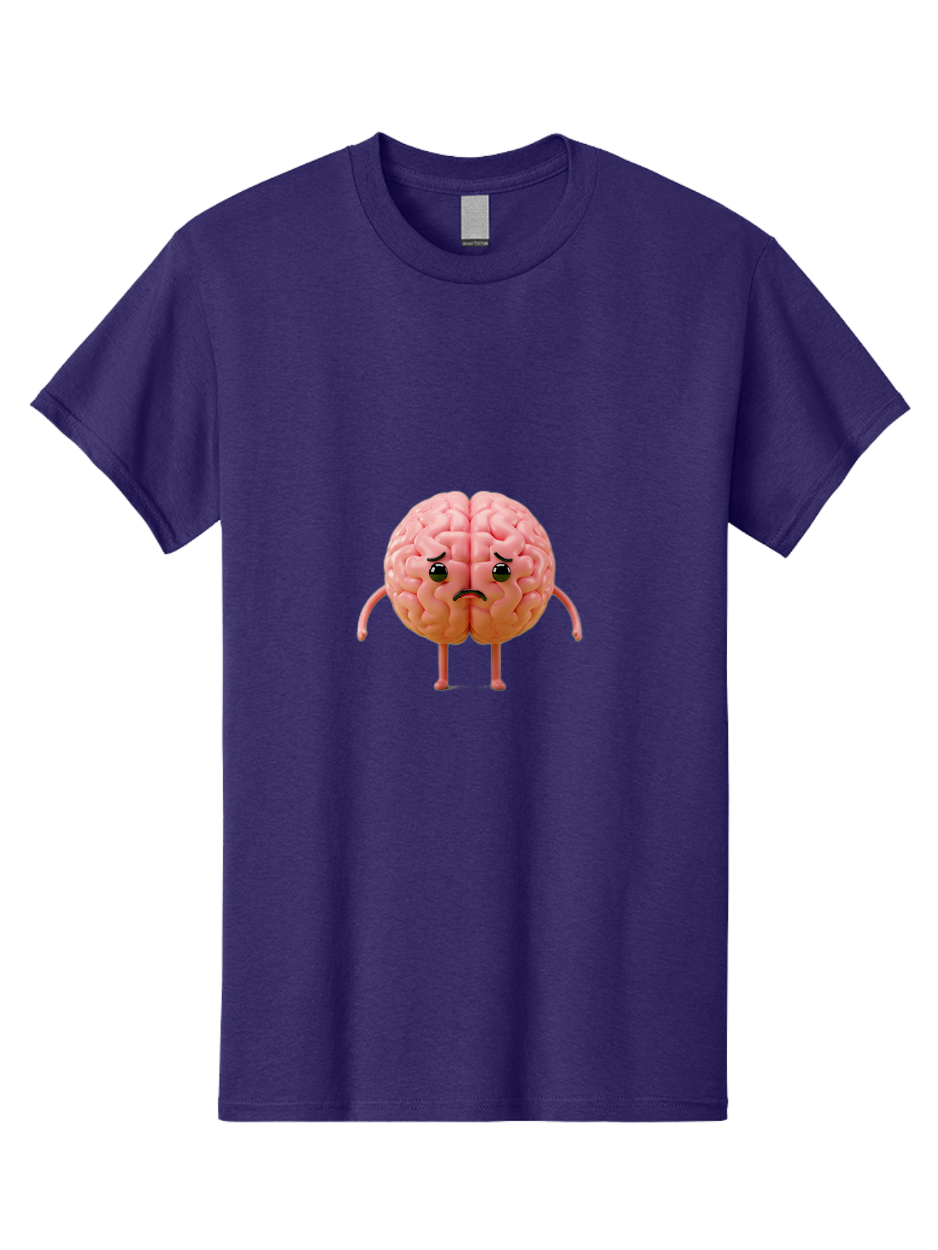 Angry-Brain-2 Men'S Graphic Tee, 100% Cotton, Comfortable Casual Summer Wear, Machine Washable, Cartoon Brain, Angry Face, Frustrated Expression, Anthropomorphic Character, Humorous Illustration, Brain With Attitude, Cognitive Humor, Baa131