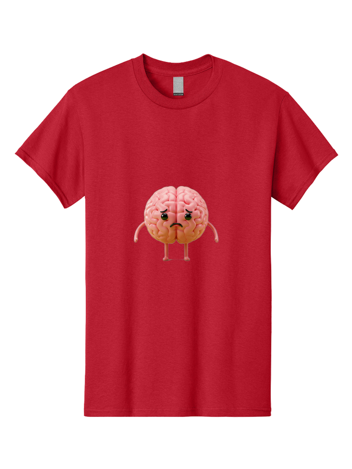 Angry-Brain-2 Men'S Graphic Tee, 100% Cotton, Comfortable Casual Summer Wear, Machine Washable, Cartoon Brain, Angry Face, Frustrated Expression, Anthropomorphic Character, Humorous Illustration, Brain With Attitude, Cognitive Humor, Baa131