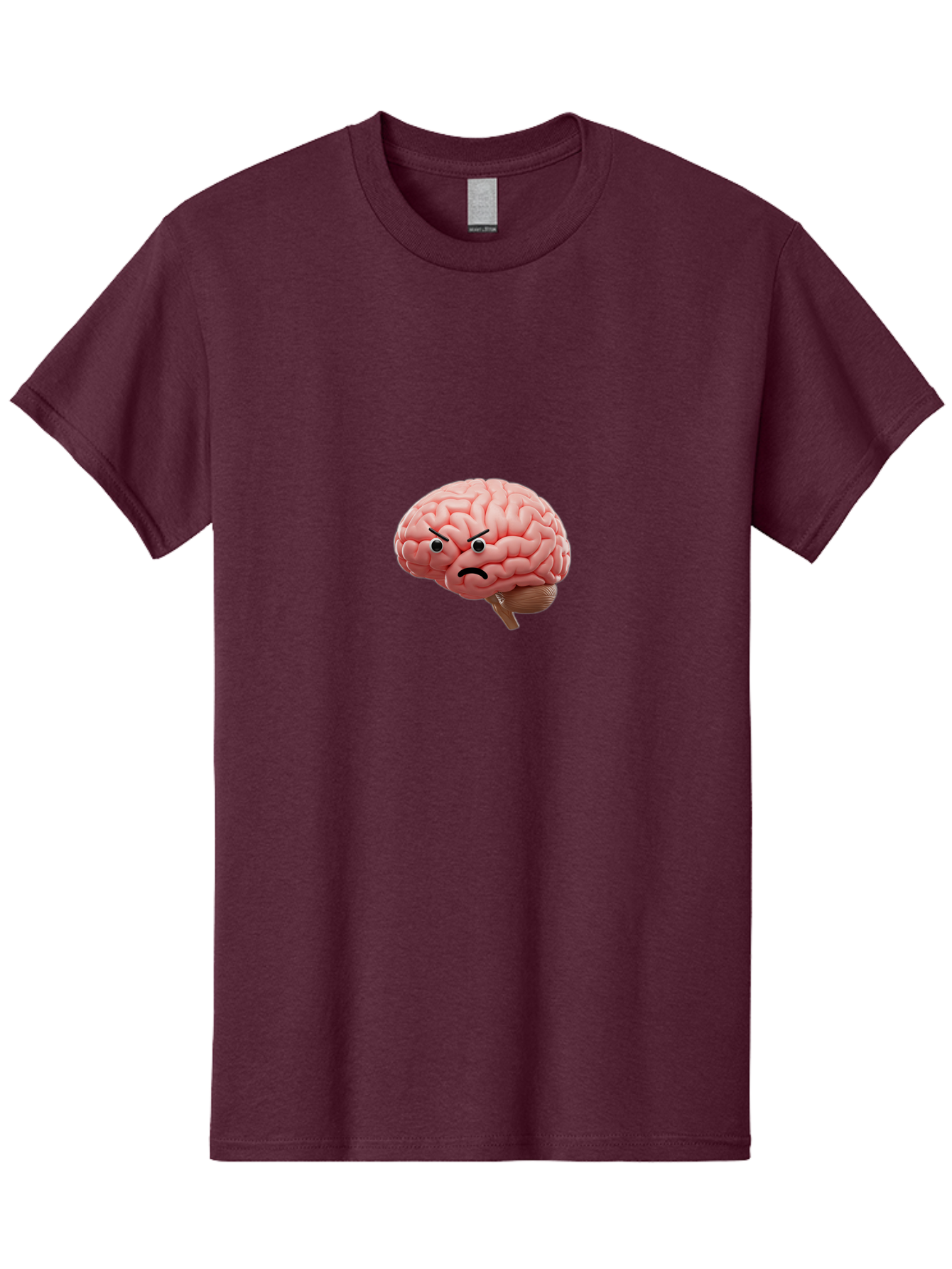 Angry-Brain Men'S Graphic Tee, 100% Cotton, Comfortable Casual Summer Wear, Machine Washable, Human Brain With Angry Face, Negative Emotions, Frustration, Cognitive Overload, Neuroscience, Mental Health, Brain Function, Emotional Intelligence Baa132