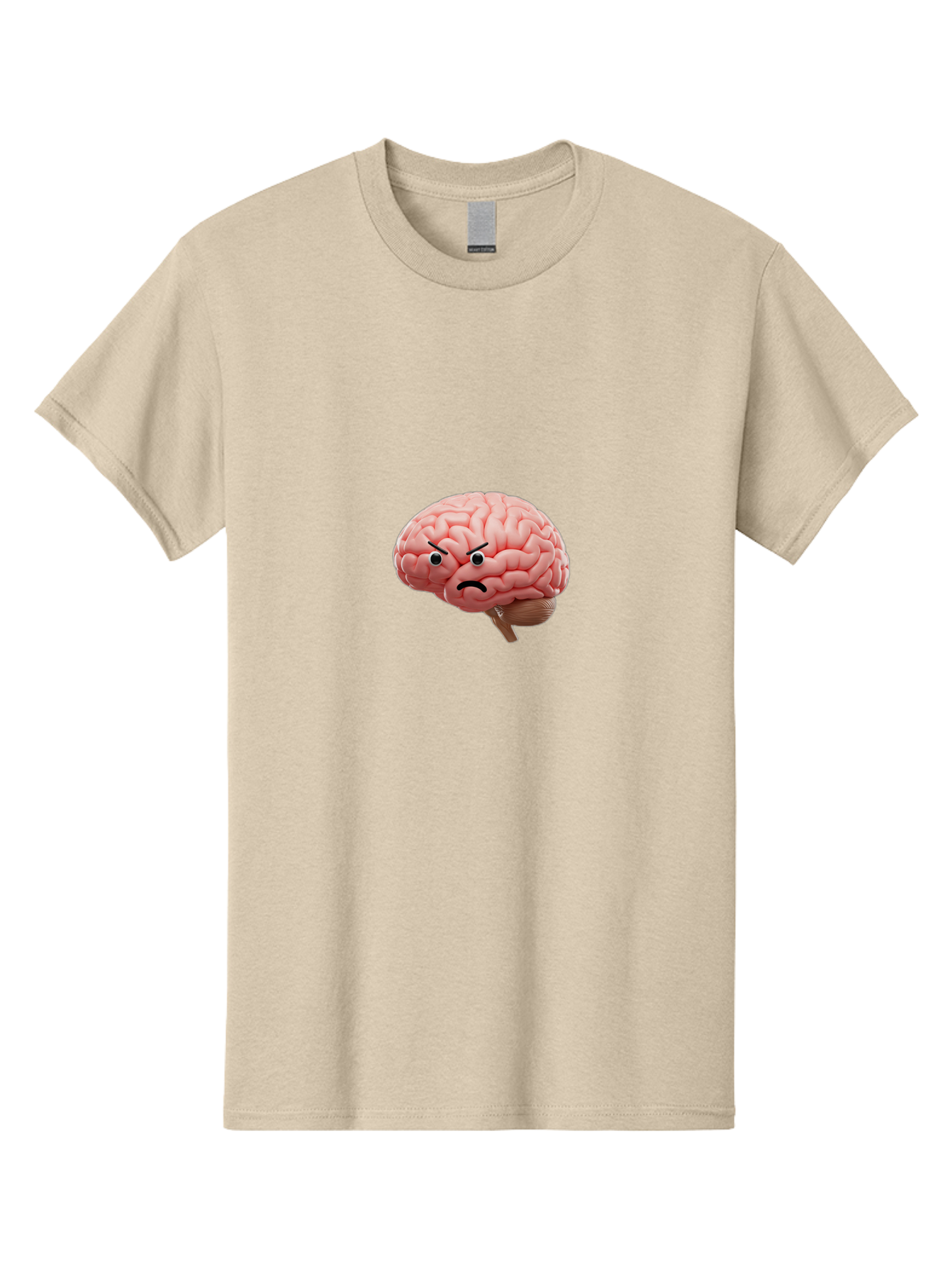 Angry-Brain Men'S Graphic Tee, 100% Cotton, Comfortable Casual Summer Wear, Machine Washable, Human Brain With Angry Face, Negative Emotions, Frustration, Cognitive Overload, Neuroscience, Mental Health, Brain Function, Emotional Intelligence Baa132