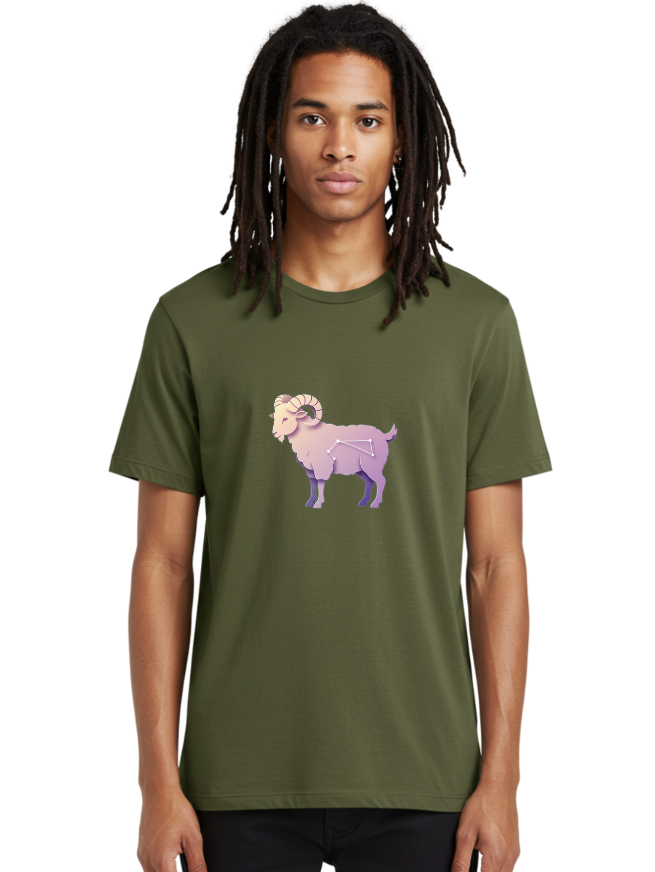 Aries-Constellation-Goat Men'S Graphic Tee, 100% Cotton, Comfortable Casual Summer Wear, Machine Washable, Ram Constellation, Aries Zodiac Sign, Goat Symbolism, Astrology Illustration, Horoscope Graphics, Constellation Diagram, Zodiac Artwork Baa138