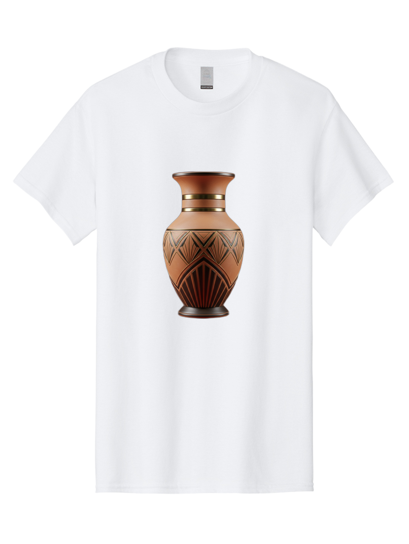 Art-Deco-Vase Men'S Graphic Tee, 100% Cotton, Comfortable Casual Summer Wear, Machine Washable, Copper Vase, Antique Vase, Decorative Vase, Geometric Patterns, Ornate Design, Vintage Decor, Luxury Home Decor, Elegant Interior Design, Baa139