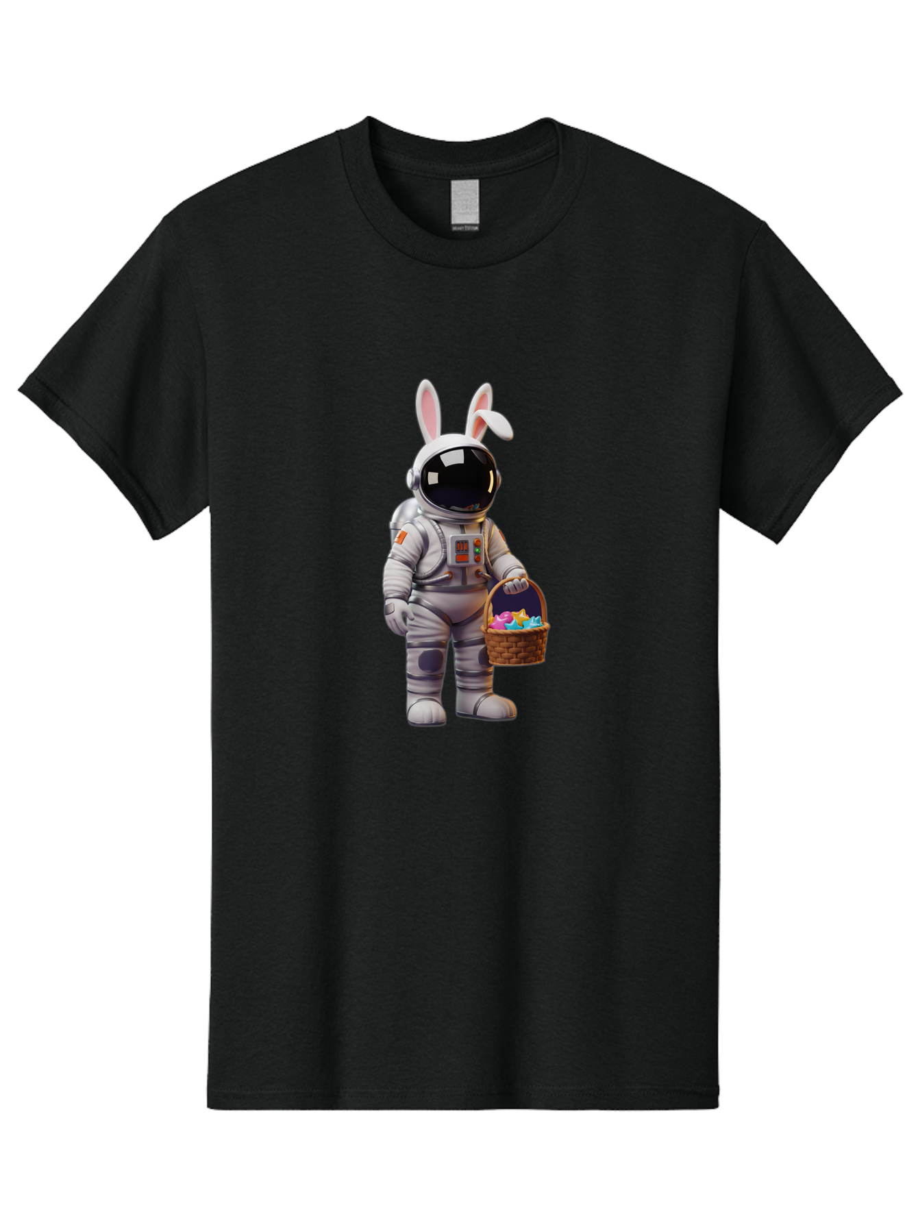 Astronaut-Bunny Men'S Graphic Tee, 100% Cotton, Comfortable Casual Summer Wear, Machine Washable, Astronaut With Bunny Ears, Space Suit, Easter Basket, Colorful Eggs, Digital Art, Futuristic, Holiday, Quirky, Easter Eggs, Festive Atmosphere, Baa143