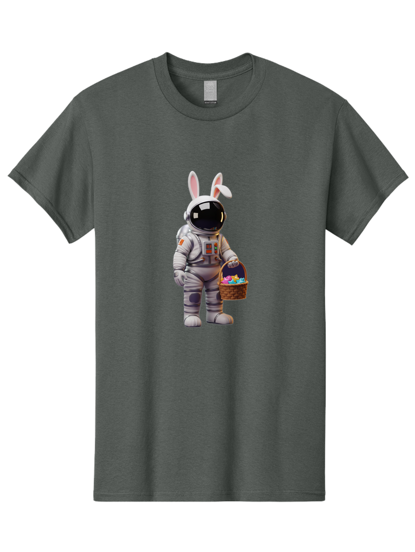 Astronaut-Bunny Men'S Graphic Tee, 100% Cotton, Comfortable Casual Summer Wear, Machine Washable, Astronaut With Bunny Ears, Space Suit, Easter Basket, Colorful Eggs, Digital Art, Futuristic, Holiday, Quirky, Easter Eggs, Festive Atmosphere, Baa143