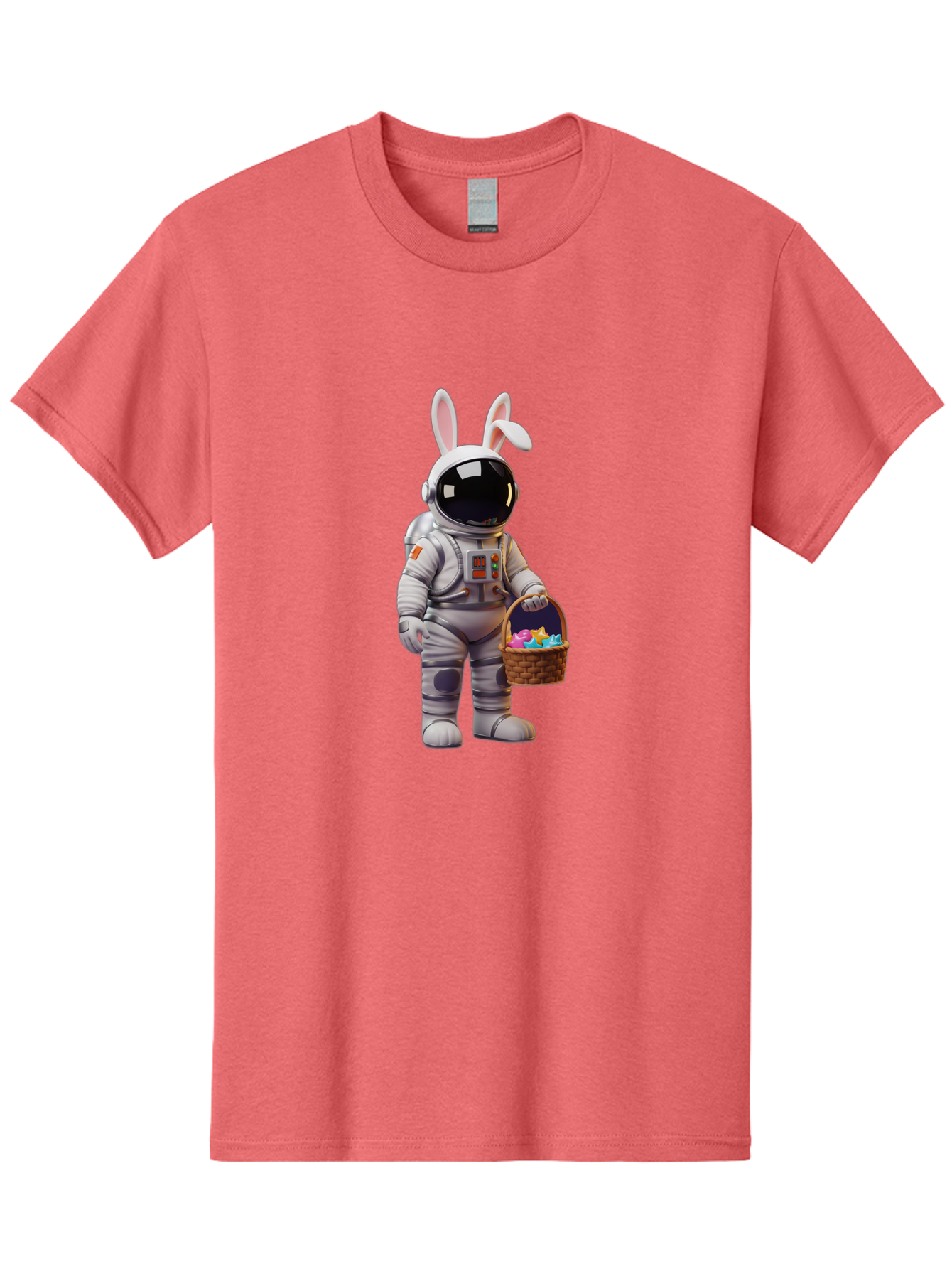 Astronaut-Bunny Men'S Graphic Tee, 100% Cotton, Comfortable Casual Summer Wear, Machine Washable, Astronaut With Bunny Ears, Space Suit, Easter Basket, Colorful Eggs, Digital Art, Futuristic, Holiday, Quirky, Easter Eggs, Festive Atmosphere, Baa143