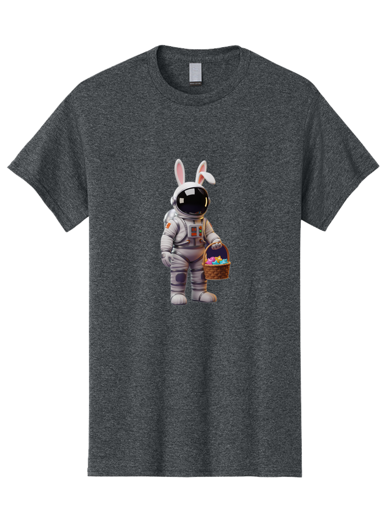 Astronaut-Bunny Men'S Graphic Tee, 100% Cotton, Comfortable Casual Summer Wear, Machine Washable, Astronaut With Bunny Ears, Space Suit, Easter Basket, Colorful Eggs, Digital Art, Futuristic, Holiday, Quirky, Easter Eggs, Festive Atmosphere, Baa143