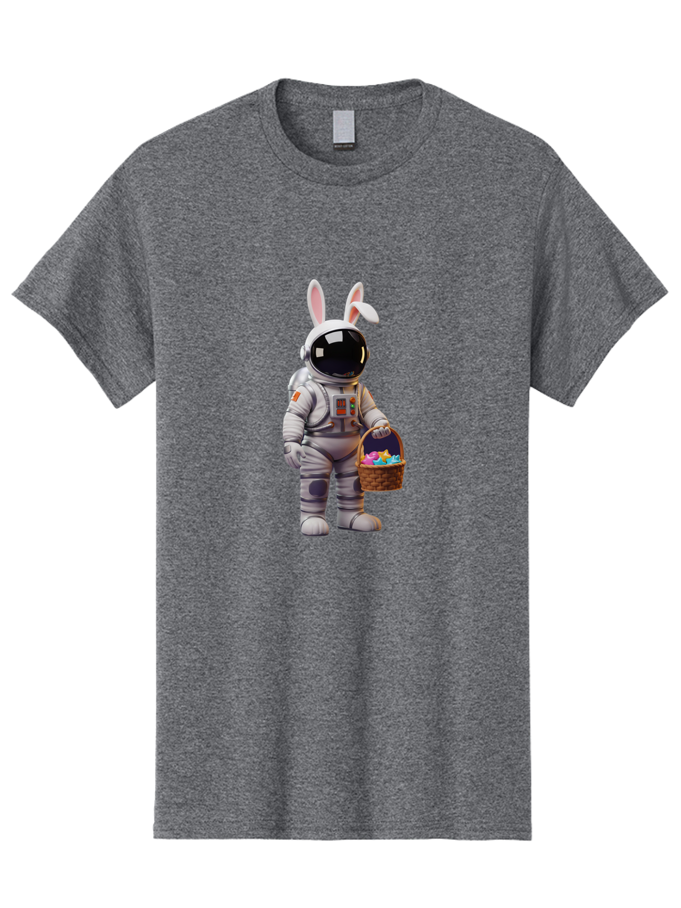 Astronaut-Bunny Men'S Graphic Tee, 100% Cotton, Comfortable Casual Summer Wear, Machine Washable, Astronaut With Bunny Ears, Space Suit, Easter Basket, Colorful Eggs, Digital Art, Futuristic, Holiday, Quirky, Easter Eggs, Festive Atmosphere, Baa143