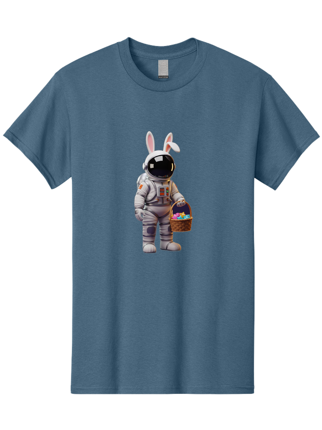 Astronaut-Bunny Men'S Graphic Tee, 100% Cotton, Comfortable Casual Summer Wear, Machine Washable, Astronaut With Bunny Ears, Space Suit, Easter Basket, Colorful Eggs, Digital Art, Futuristic, Holiday, Quirky, Easter Eggs, Festive Atmosphere, Baa143