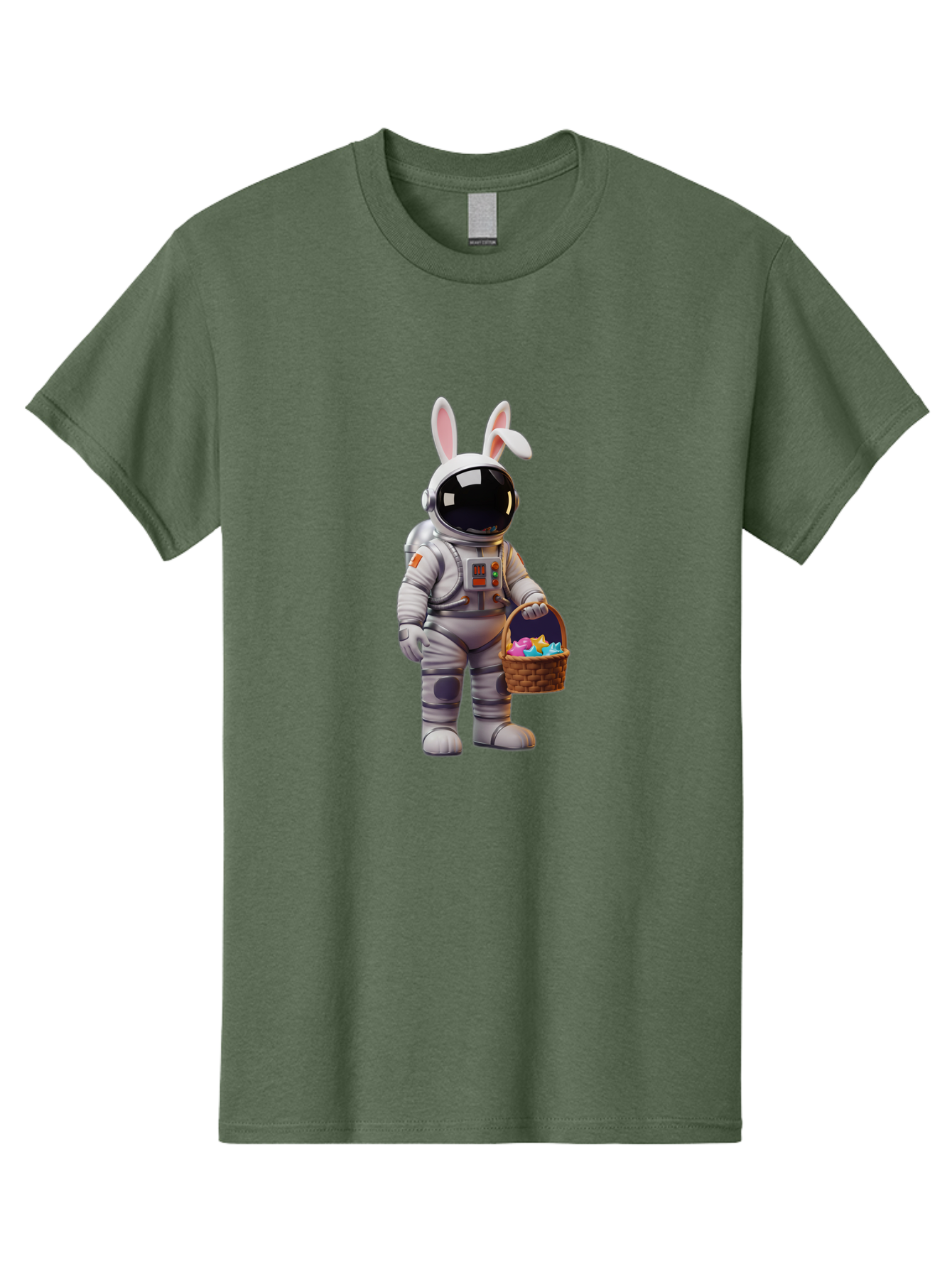Astronaut-Bunny Men'S Graphic Tee, 100% Cotton, Comfortable Casual Summer Wear, Machine Washable, Astronaut With Bunny Ears, Space Suit, Easter Basket, Colorful Eggs, Digital Art, Futuristic, Holiday, Quirky, Easter Eggs, Festive Atmosphere, Baa143