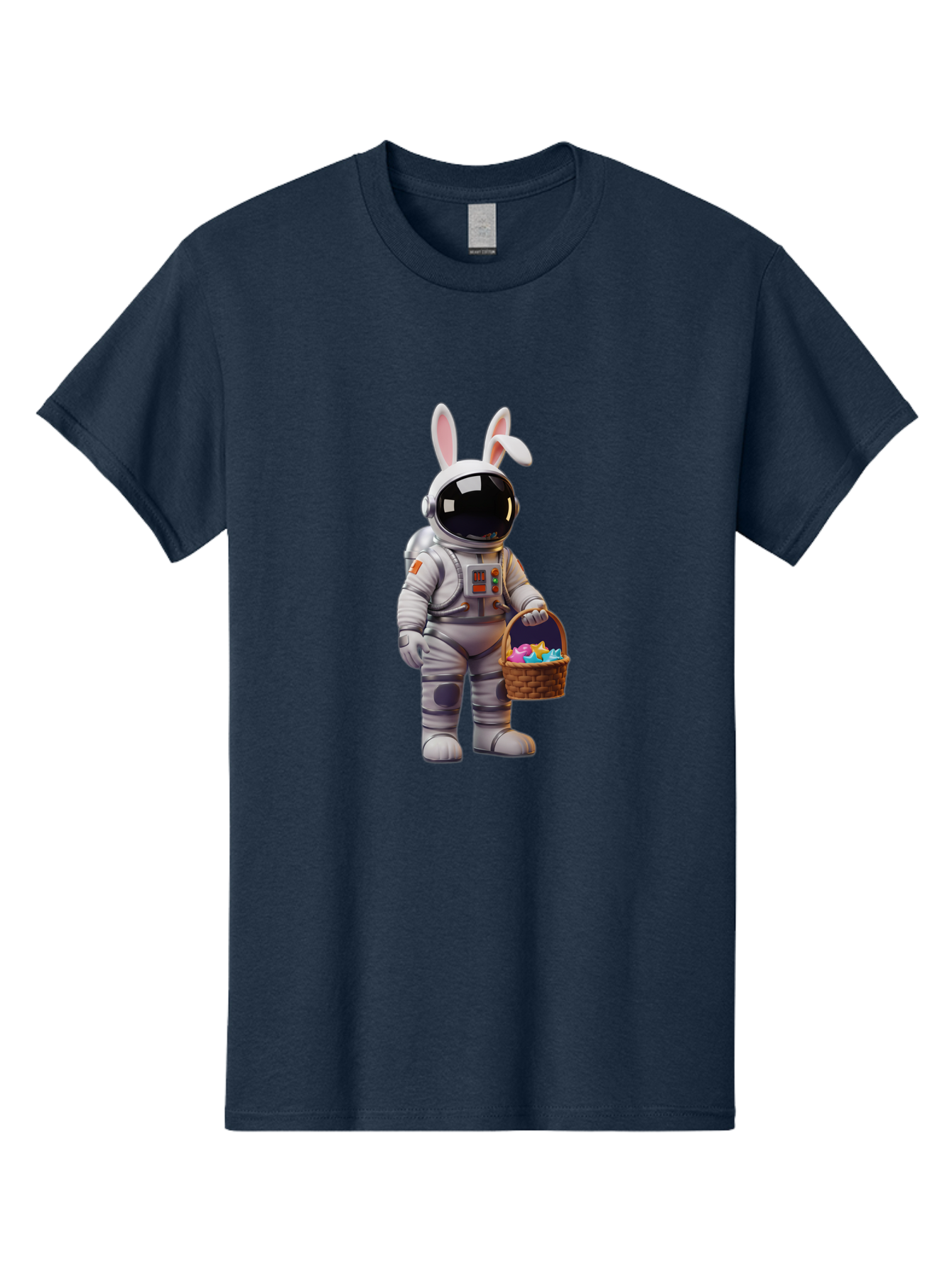 Astronaut-Bunny Men'S Graphic Tee, 100% Cotton, Comfortable Casual Summer Wear, Machine Washable, Astronaut With Bunny Ears, Space Suit, Easter Basket, Colorful Eggs, Digital Art, Futuristic, Holiday, Quirky, Easter Eggs, Festive Atmosphere, Baa143