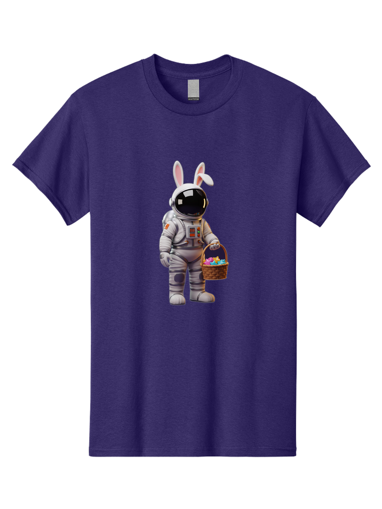 Astronaut-Bunny Men'S Graphic Tee, 100% Cotton, Comfortable Casual Summer Wear, Machine Washable, Astronaut With Bunny Ears, Space Suit, Easter Basket, Colorful Eggs, Digital Art, Futuristic, Holiday, Quirky, Easter Eggs, Festive Atmosphere, Baa143