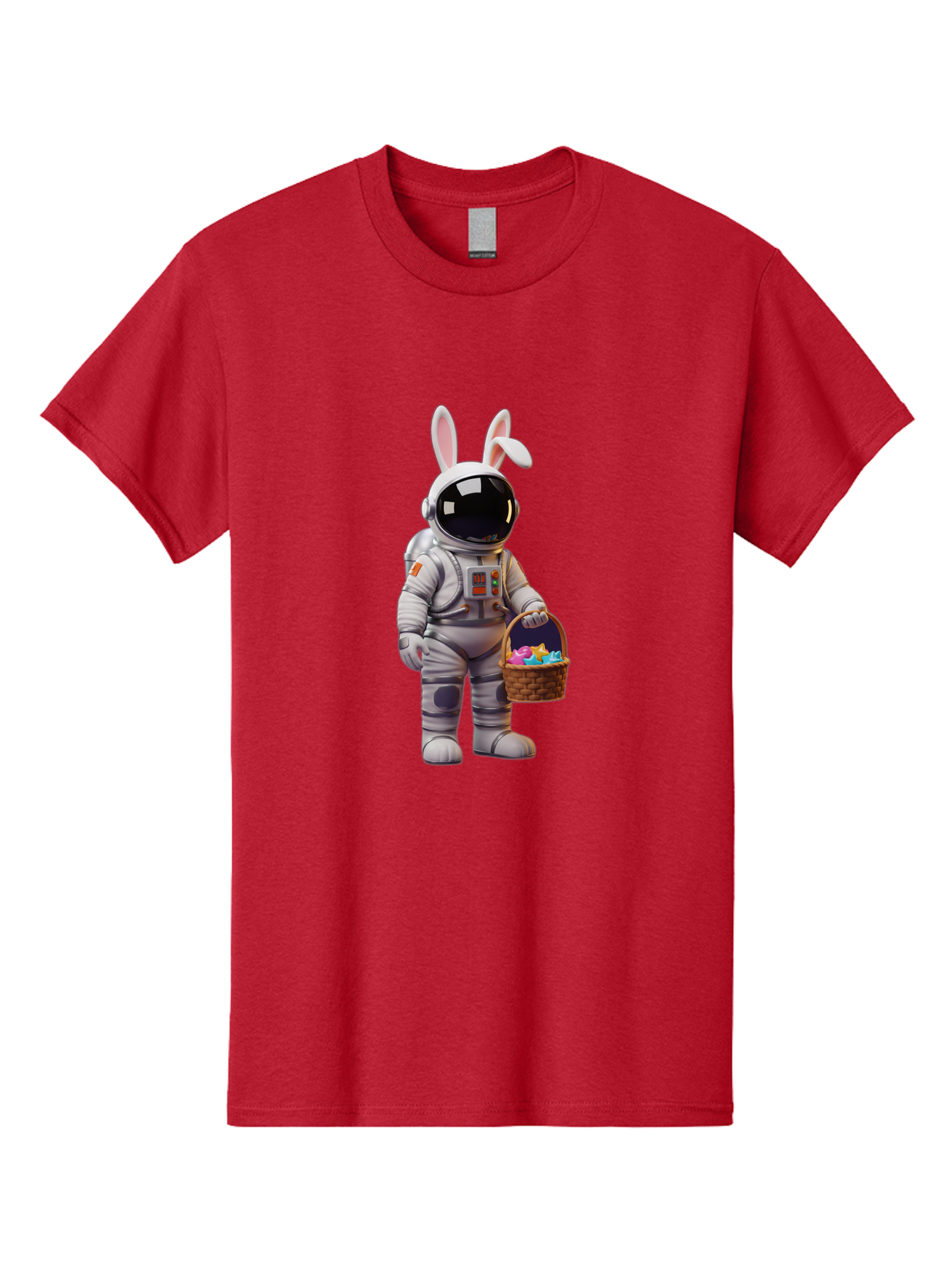 Astronaut-Bunny Men'S Graphic Tee, 100% Cotton, Comfortable Casual Summer Wear, Machine Washable, Astronaut With Bunny Ears, Space Suit, Easter Basket, Colorful Eggs, Digital Art, Futuristic, Holiday, Quirky, Easter Eggs, Festive Atmosphere, Baa143