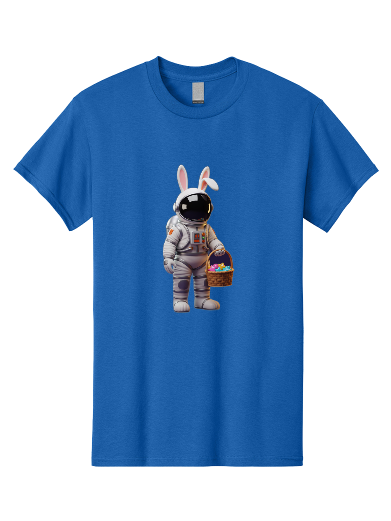Astronaut-Bunny Men'S Graphic Tee, 100% Cotton, Comfortable Casual Summer Wear, Machine Washable, Astronaut With Bunny Ears, Space Suit, Easter Basket, Colorful Eggs, Digital Art, Futuristic, Holiday, Quirky, Easter Eggs, Festive Atmosphere, Baa143