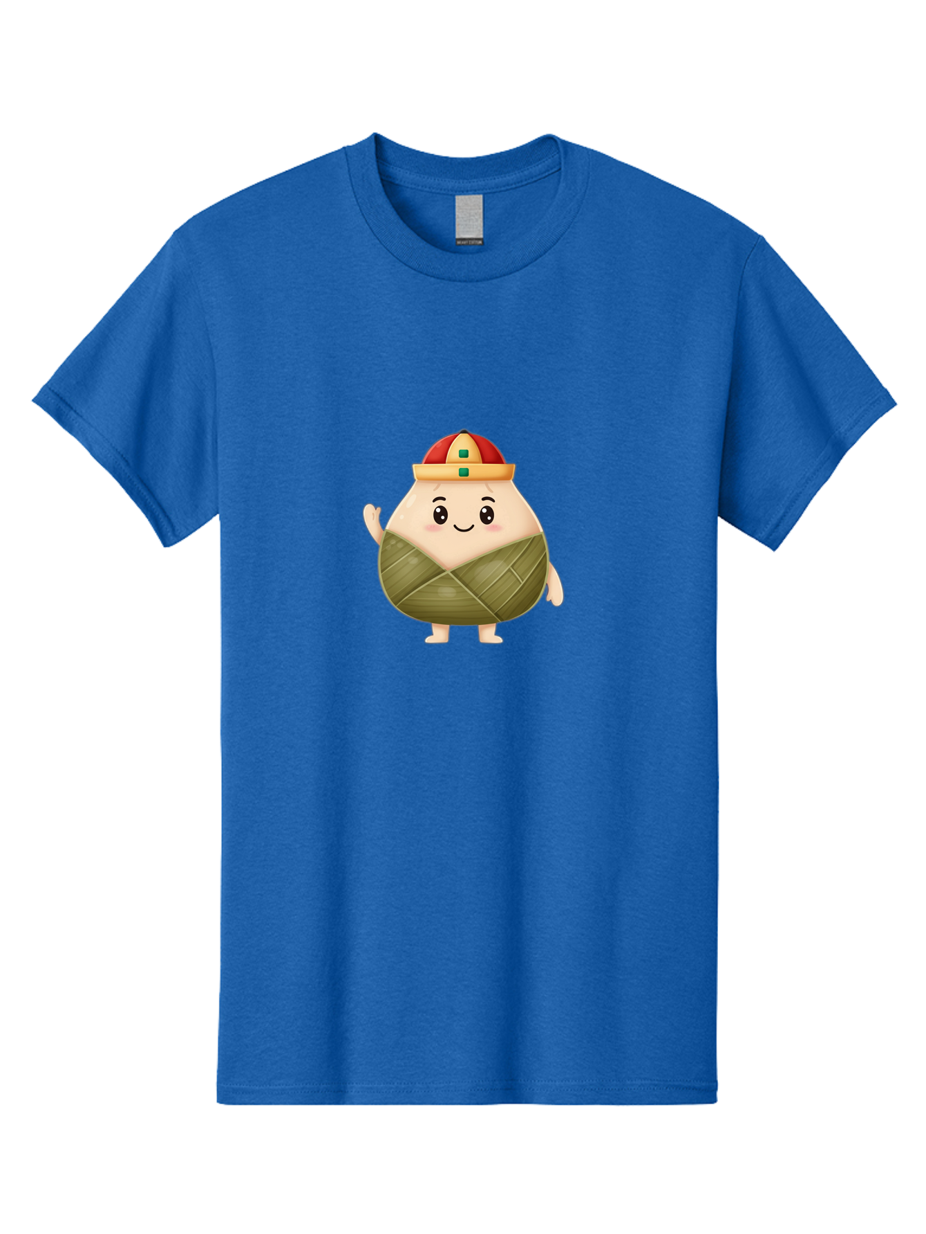 Bak-Chang Men'S Graphic Tee, 100% Cotton, Comfortable Casual Summer Wear, Machine Washable, Zongzi Cartoon Character, Dumpling Wrapped In Leaves, Chinese Traditional Food, Kawaii Illustration, Smiling Dumpling, Cute Mascot, Festive Hat, Baa145