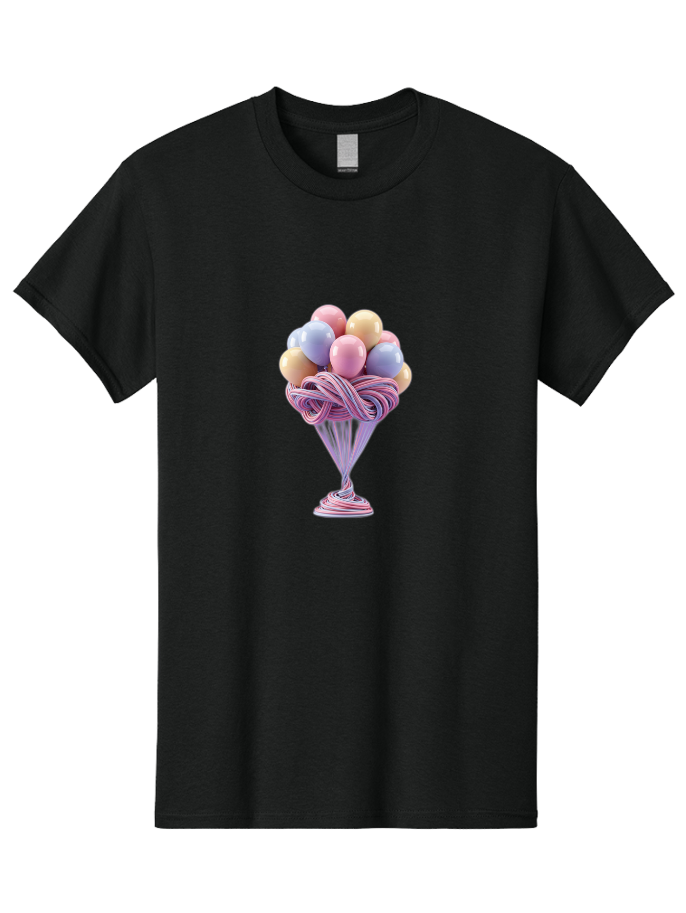 Balloons-In-Funnel Men'S Graphic Tee, 100% Cotton, Comfortable Casual Summer Wear, Machine Washable, Pastel Balloons, Colorful Balloons, Balloons In Glass, Twisted Ribbons, Festive Decoration, Party Decor, Celebratory Balloons, Vibrant Colors Baa146