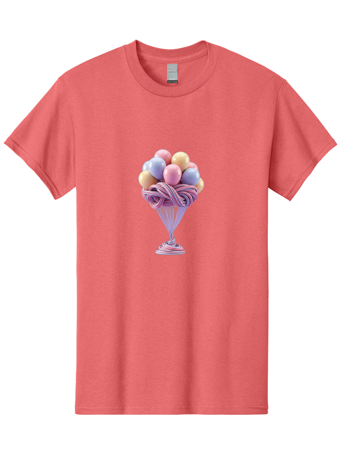 Balloons-In-Funnel Men'S Graphic Tee, 100% Cotton, Comfortable Casual Summer Wear, Machine Washable, Pastel Balloons, Colorful Balloons, Balloons In Glass, Twisted Ribbons, Festive Decoration, Party Decor, Celebratory Balloons, Vibrant Colors Baa146