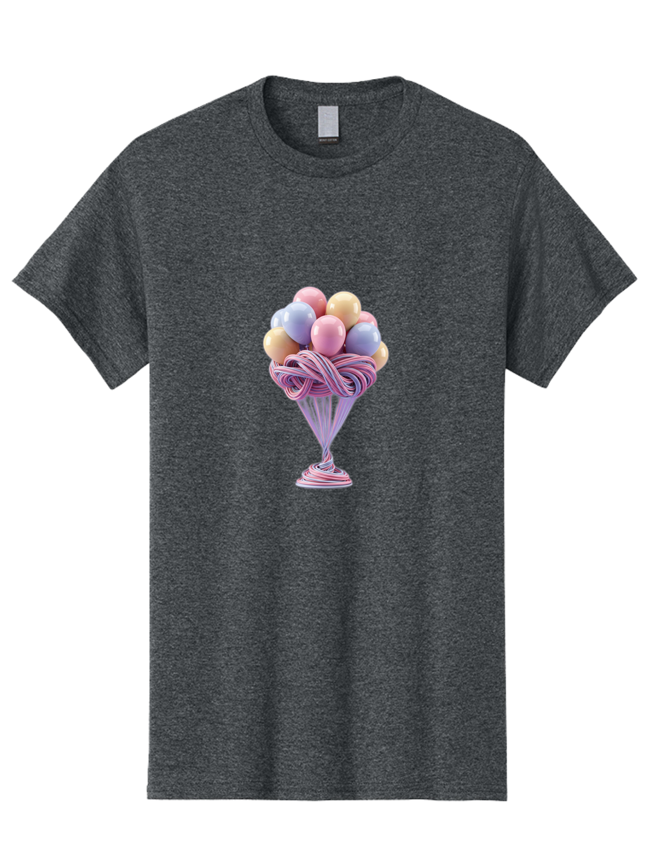 Balloons-In-Funnel Men'S Graphic Tee, 100% Cotton, Comfortable Casual Summer Wear, Machine Washable, Pastel Balloons, Colorful Balloons, Balloons In Glass, Twisted Ribbons, Festive Decoration, Party Decor, Celebratory Balloons, Vibrant Colors Baa146