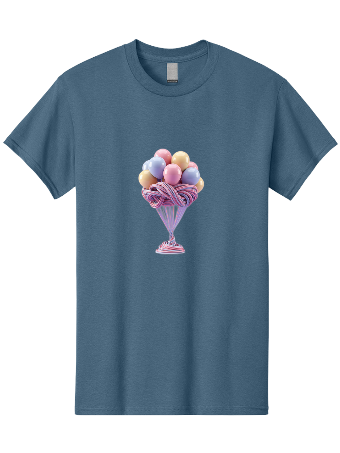 Balloons-In-Funnel Men'S Graphic Tee, 100% Cotton, Comfortable Casual Summer Wear, Machine Washable, Pastel Balloons, Colorful Balloons, Balloons In Glass, Twisted Ribbons, Festive Decoration, Party Decor, Celebratory Balloons, Vibrant Colors Baa146