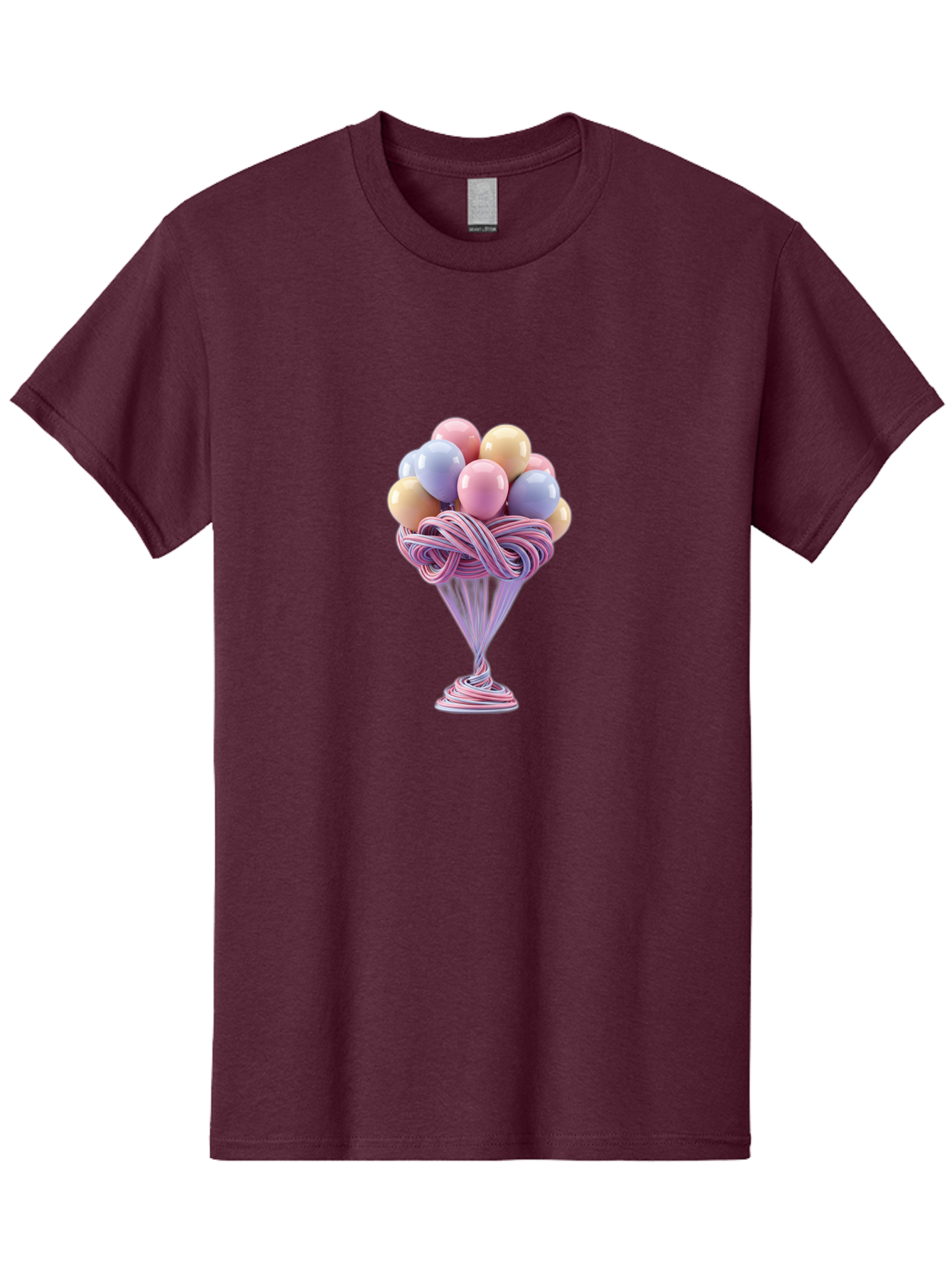 Balloons-In-Funnel Men'S Graphic Tee, 100% Cotton, Comfortable Casual Summer Wear, Machine Washable, Pastel Balloons, Colorful Balloons, Balloons In Glass, Twisted Ribbons, Festive Decoration, Party Decor, Celebratory Balloons, Vibrant Colors Baa146