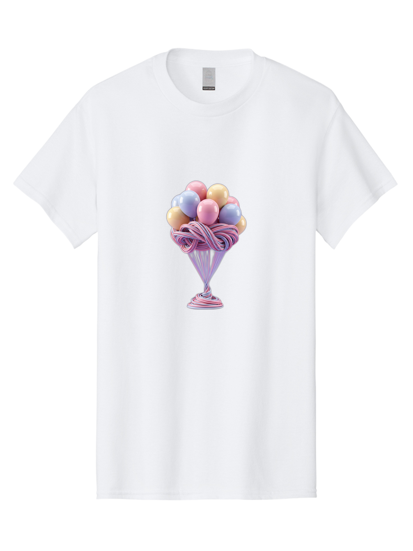 Balloons-In-Funnel Men'S Graphic Tee, 100% Cotton, Comfortable Casual Summer Wear, Machine Washable, Pastel Balloons, Colorful Balloons, Balloons In Glass, Twisted Ribbons, Festive Decoration, Party Decor, Celebratory Balloons, Vibrant Colors Baa146