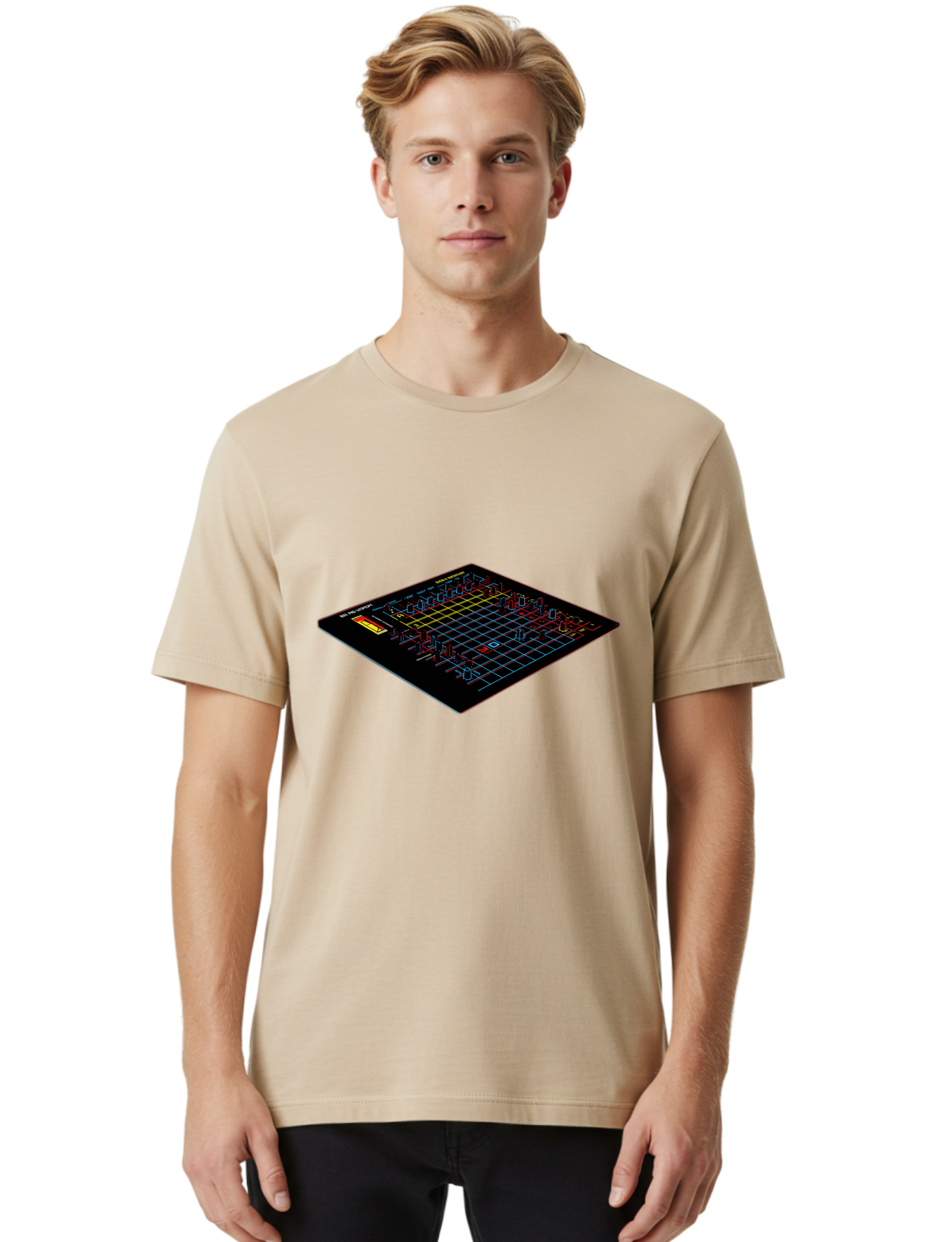 Battleship-Game-Board Men'S Graphic Tee, 100% Cotton, Comfortable Casual Summer Wear, Machine Washable, Battleship Game, Naval Combat, Strategy Game, Grid Layout, Battleship Theme, Game Board, Strategy Board Game, Naval Warfare, Classic Game, Baa155