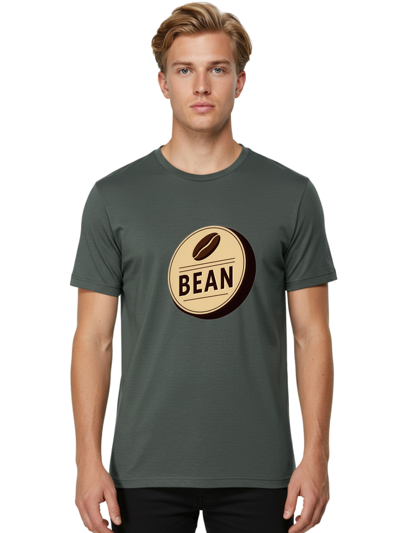 Bean Men'S Graphic Tee, 100% Cotton, Comfortable Casual Summer Wear, Machine Washable, Coffee Bean Label, Coffee Branding, Coffee Logo, Coffee Design, Minimalist Style, Simple Typography, Coffee Theme, Coffee Culture Baa156