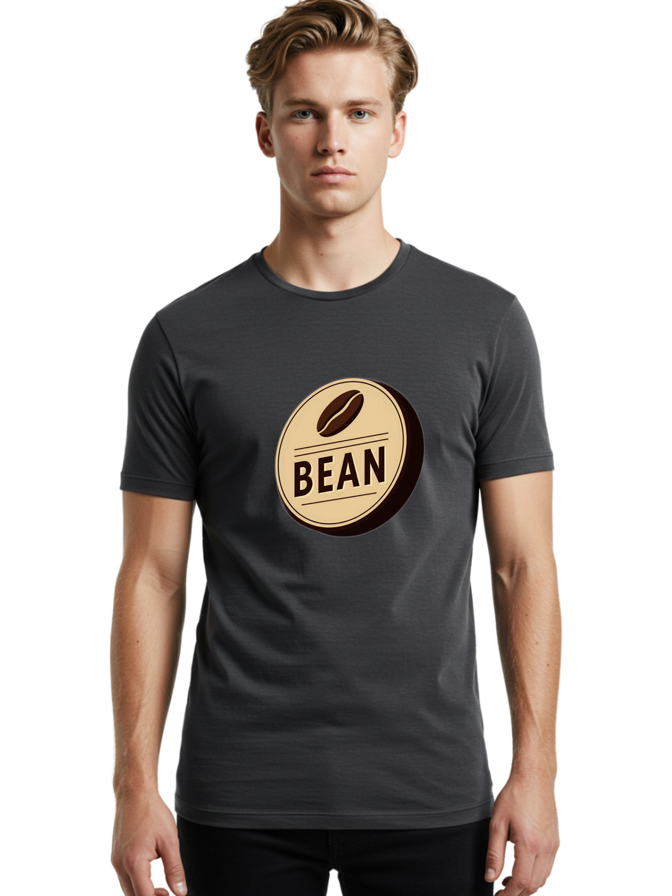 Bean Men'S Graphic Tee, 100% Cotton, Comfortable Casual Summer Wear, Machine Washable, Coffee Bean Label, Coffee Branding, Coffee Logo, Coffee Design, Minimalist Style, Simple Typography, Coffee Theme, Coffee Culture Baa156