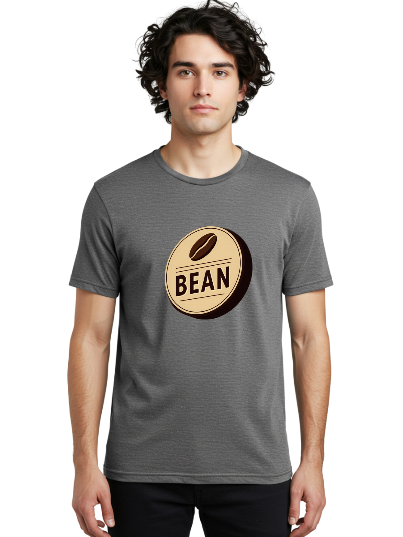Bean Men'S Graphic Tee, 100% Cotton, Comfortable Casual Summer Wear, Machine Washable, Coffee Bean Label, Coffee Branding, Coffee Logo, Coffee Design, Minimalist Style, Simple Typography, Coffee Theme, Coffee Culture Baa156