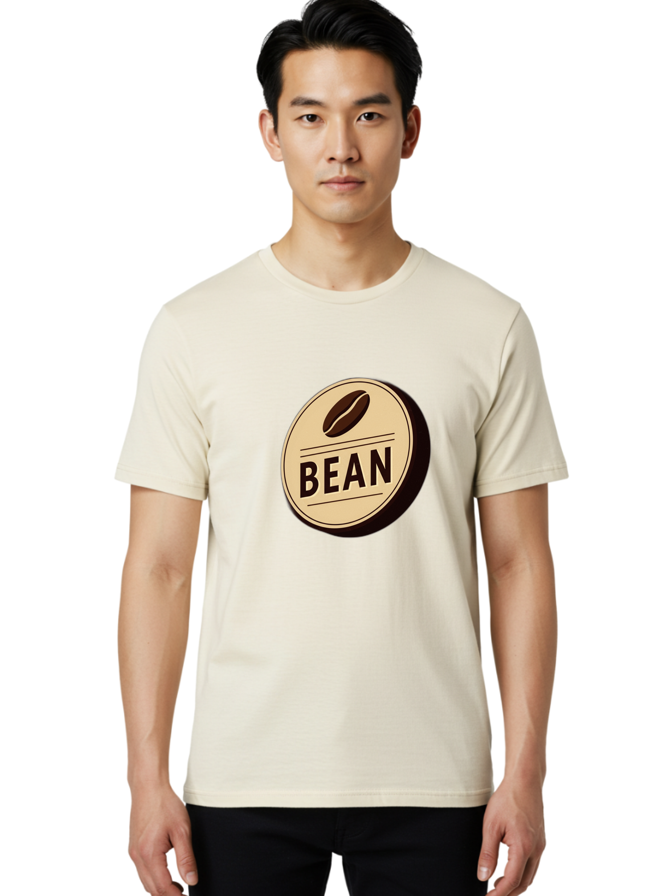 Bean Men'S Graphic Tee, 100% Cotton, Comfortable Casual Summer Wear, Machine Washable, Coffee Bean Label, Coffee Branding, Coffee Logo, Coffee Design, Minimalist Style, Simple Typography, Coffee Theme, Coffee Culture Baa156