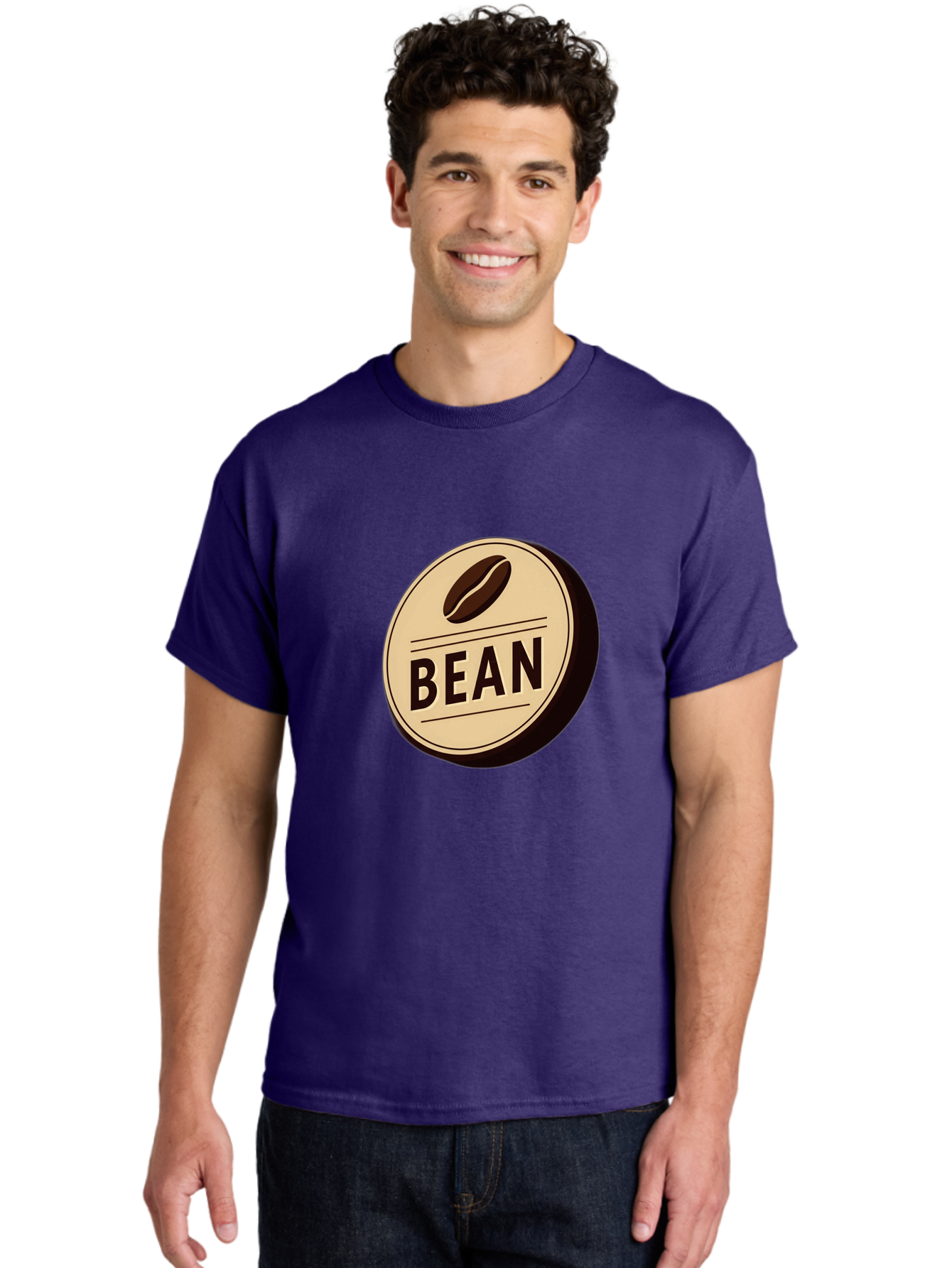 Bean Men'S Graphic Tee, 100% Cotton, Comfortable Casual Summer Wear, Machine Washable, Coffee Bean Label, Coffee Branding, Coffee Logo, Coffee Design, Minimalist Style, Simple Typography, Coffee Theme, Coffee Culture Baa156