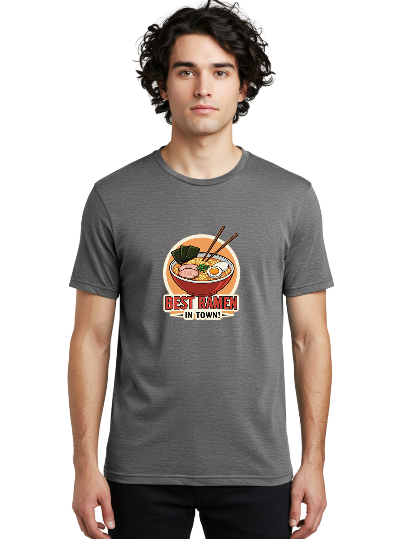 Best-Ramen Men'S Graphic Tee, 100% Cotton, Comfortable Casual Summer Wear, Machine Washable, Ramen Bowl, Noodles, Egg, Meat Slices, Seaweed, Chopsticks, Best Ramen, Foodie, Japanese Cuisine, Delicious Meal, Savory Flavors, Appetizing Dish Baa158