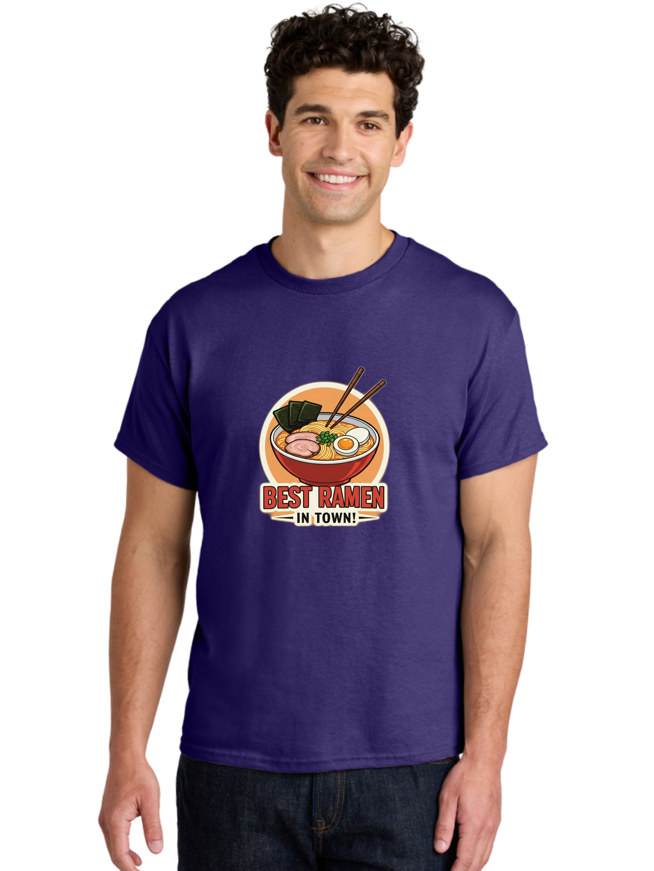 Best-Ramen Men'S Graphic Tee, 100% Cotton, Comfortable Casual Summer Wear, Machine Washable, Ramen Bowl, Noodles, Egg, Meat Slices, Seaweed, Chopsticks, Best Ramen, Foodie, Japanese Cuisine, Delicious Meal, Savory Flavors, Appetizing Dish Baa158