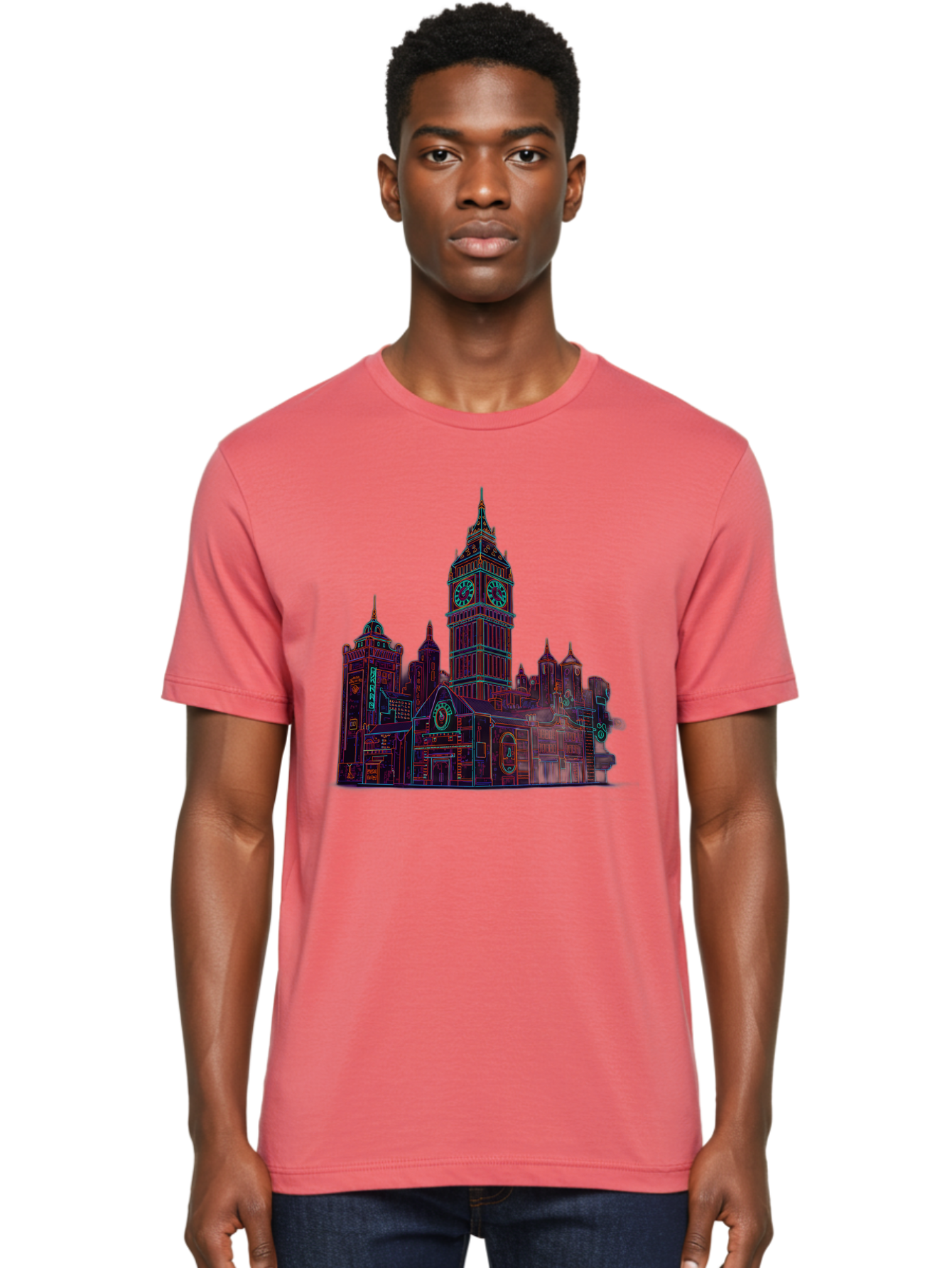 Big-Ben Men'S Graphic Tee, 100% Cotton, Comfortable Casual Summer Wear, Machine Washable, Big Ben, London Landmark, Clock Tower, Iconic Architecture, Gothic Style, Historic Building, Tourist Attraction, Cityscape, Urban Scene, Famous Monument, Baa160