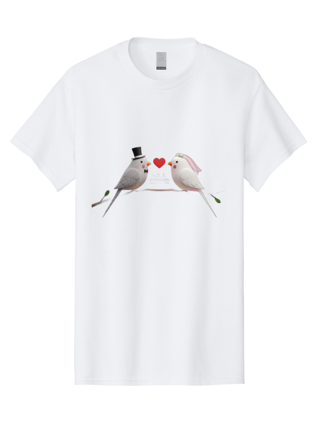 Birds-In-Love Men'S Graphic Tee, 100% Cotton, Comfortable Casual Summer Wear, Machine Washable, Paper Birds, Origami Art, Cute Couple, Wedding Theme, Love Heart, Wedding Decorations, Romantic Ambiance, Handmade Crafts, Valentines Day Gift Baa162