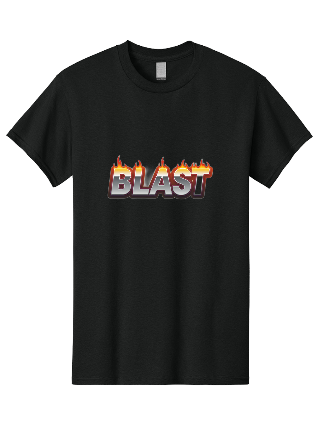 Blast Men'S Graphic Tee, 100% Cotton, Comfortable Casual Summer Wear, Machine Washable, Blast Text, Fire Flames, Bold Font, Silver Metallic, Red And Orange Hues, Intense Energy, Fiery Effect, Dramatic Typography, Explosive Design, Baa167